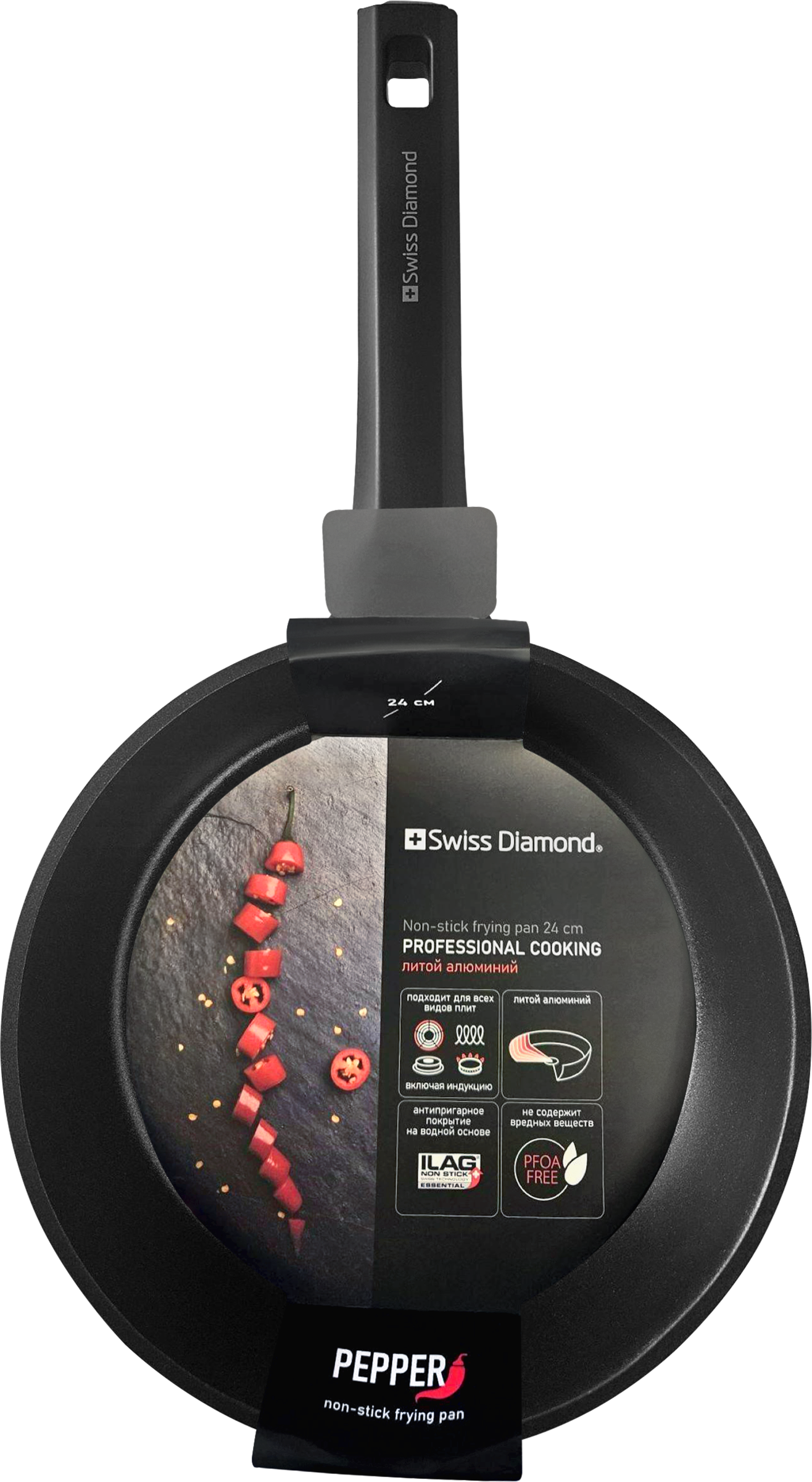 Изображение товара Сковорода SWISS DIAMOND Pepper 26см с антипригарным покрытием и ручкой из бакелита