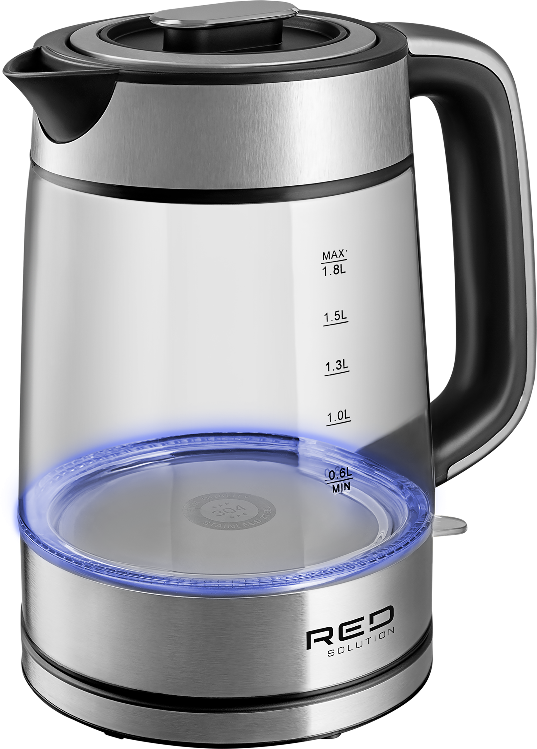 Изображение товара Чайник RED SOLUTION G104 1850-2200Вт, стекло и нержавейка, вращение 360°