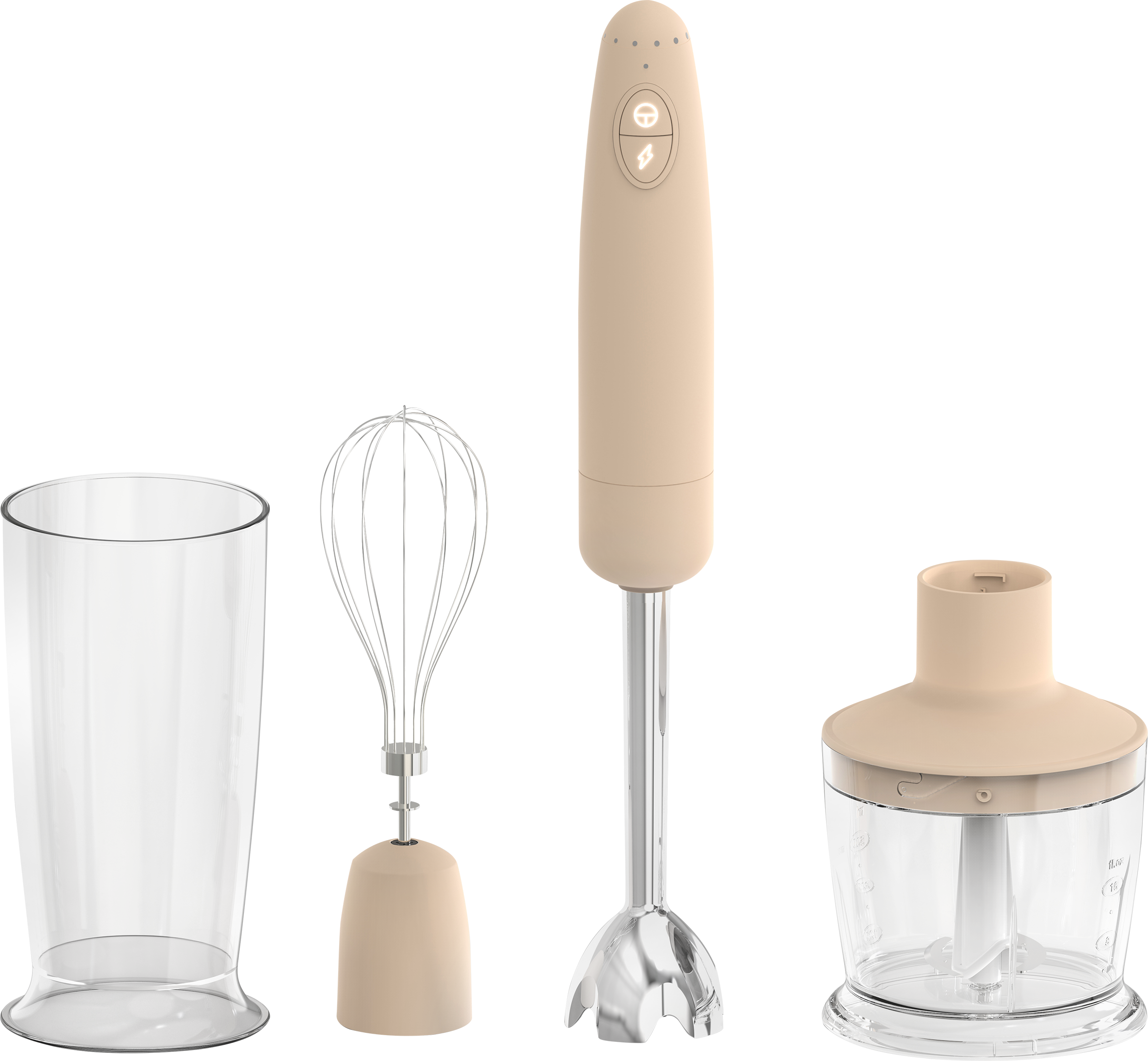 Изображение товара Погружной блендер WELGOT 1500Вт, ножка-измельчитель, венчик, стаканы