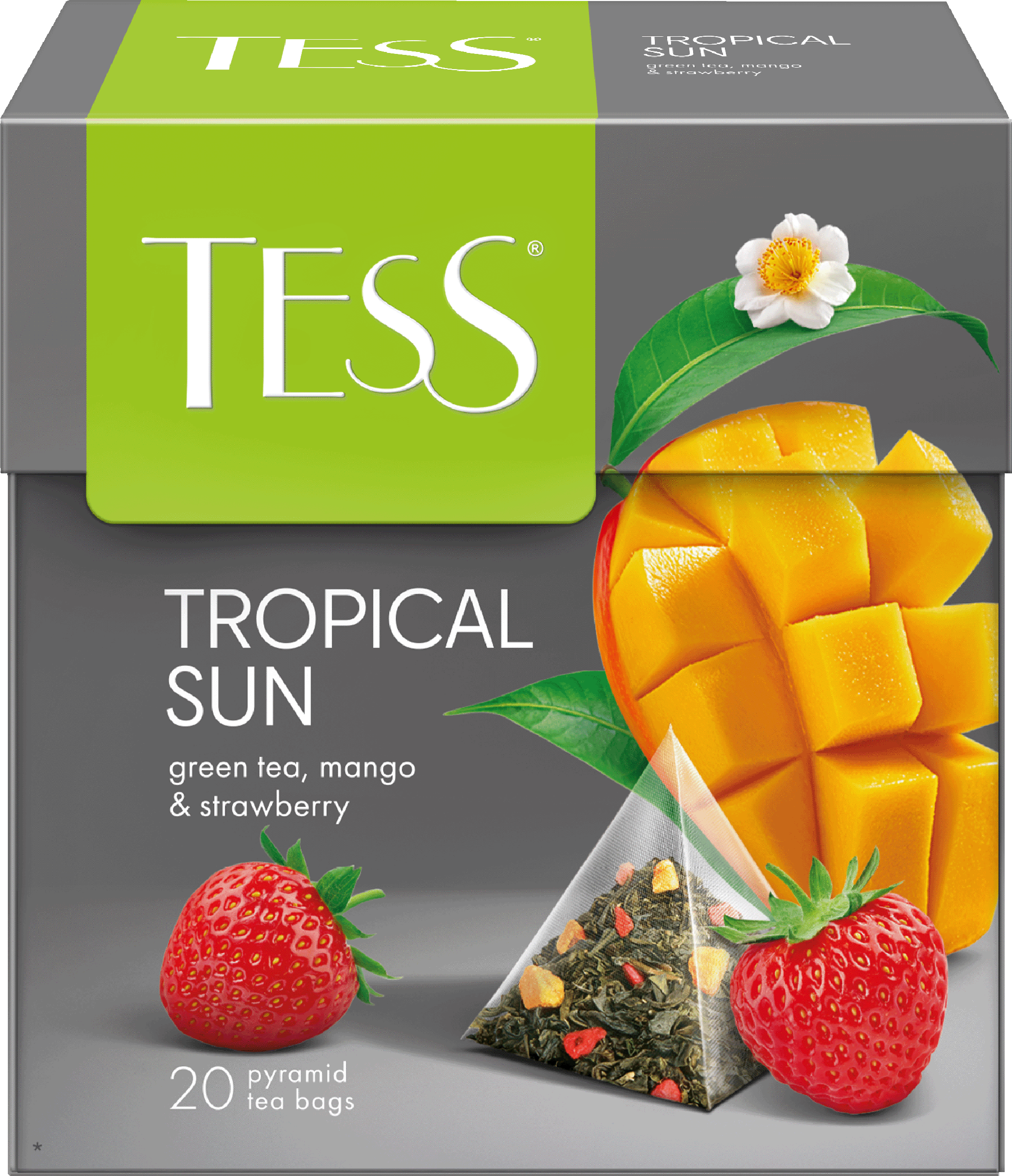 Изображение товара Чай зеленый TESS Tropical Sun с ароматом манго и клубники, 20 пирамидок