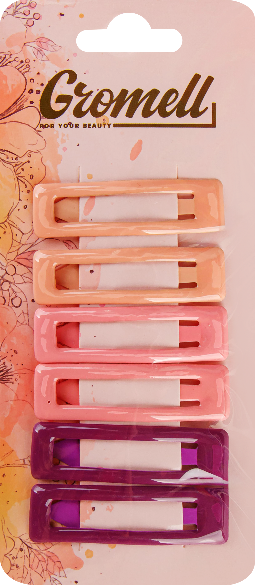 Изображение товара Набор зажимов для волос GROMELL Арт. LZAZH006, 6шт