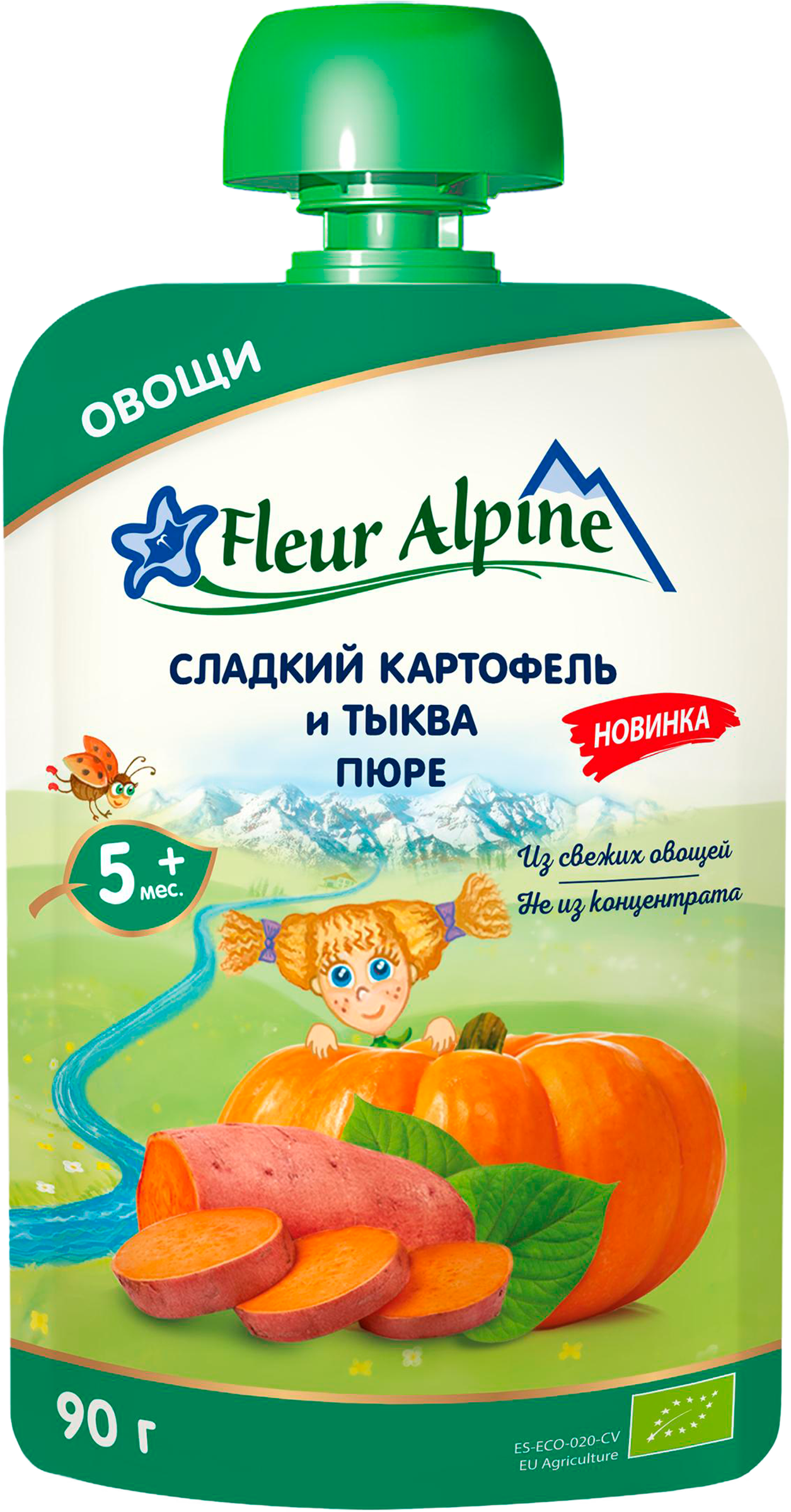 Изображение товара Пюре овощное FLEUR ALPINE Сладкий картофель и тыква, с 5 месяцев, 90г