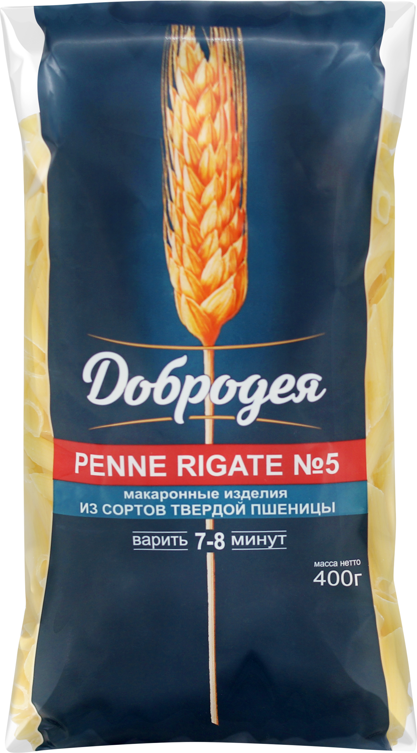 Изображение товара Макароны ДОБРОДЕЯ Penne rigatе №5, группа А высший сорт, 400г
