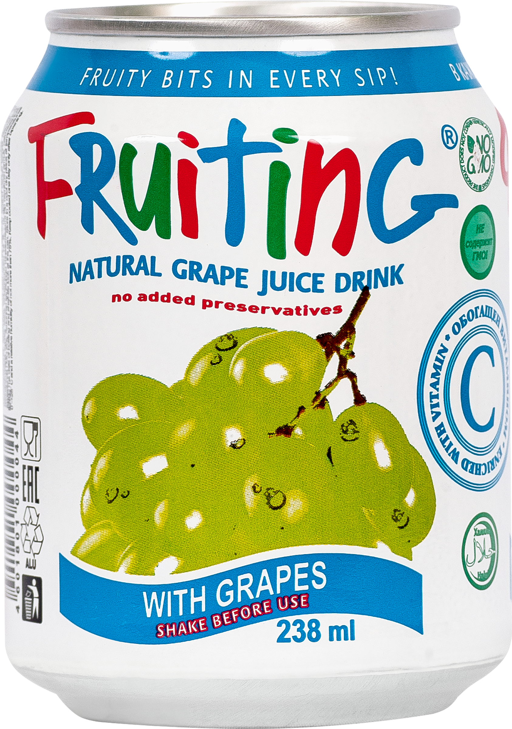 Изображение товара Напиток FRUITING из виноградного сока с целыми виноградинами негазированный, 0.238л