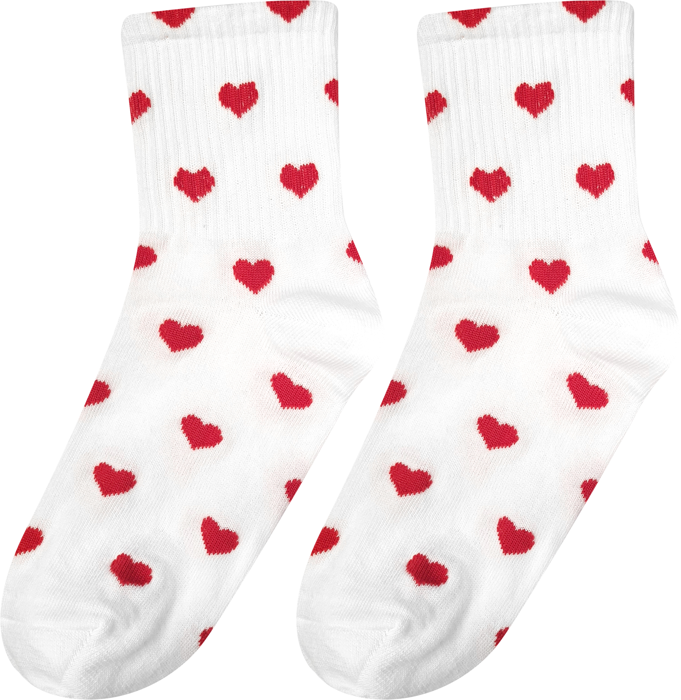 Изображение товара Носки женские INWIN с рисунком сердечки, белые с красным, р. 23-25