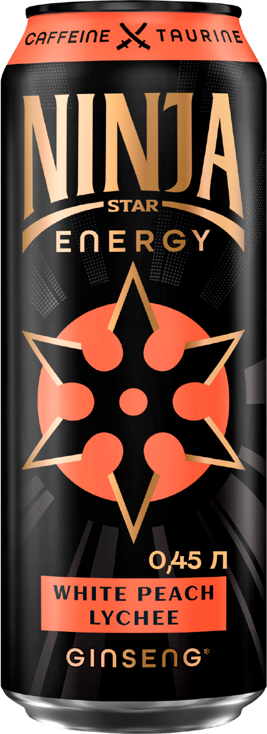 Изображение товара Напиток энергетический NINJA STAR Белый персик личи 0.45л