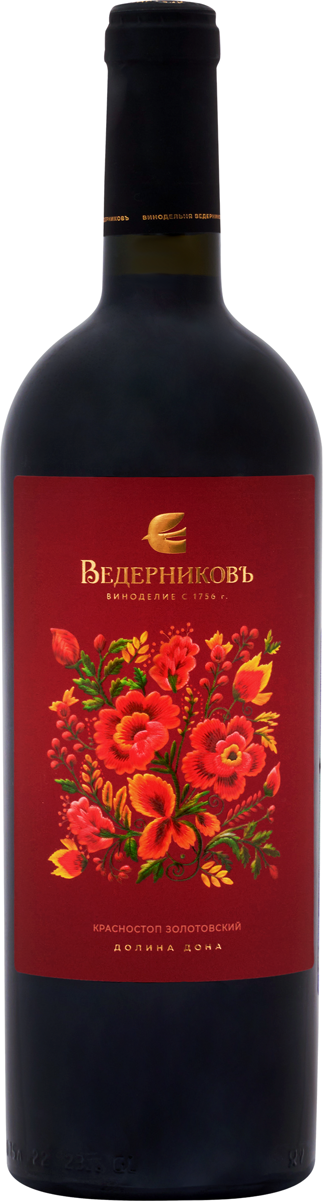 Изображение товара Вино ВЕДЕРНИКОВЪ Красностоп Золотовский Долина Дона, сухое, 0.75л
