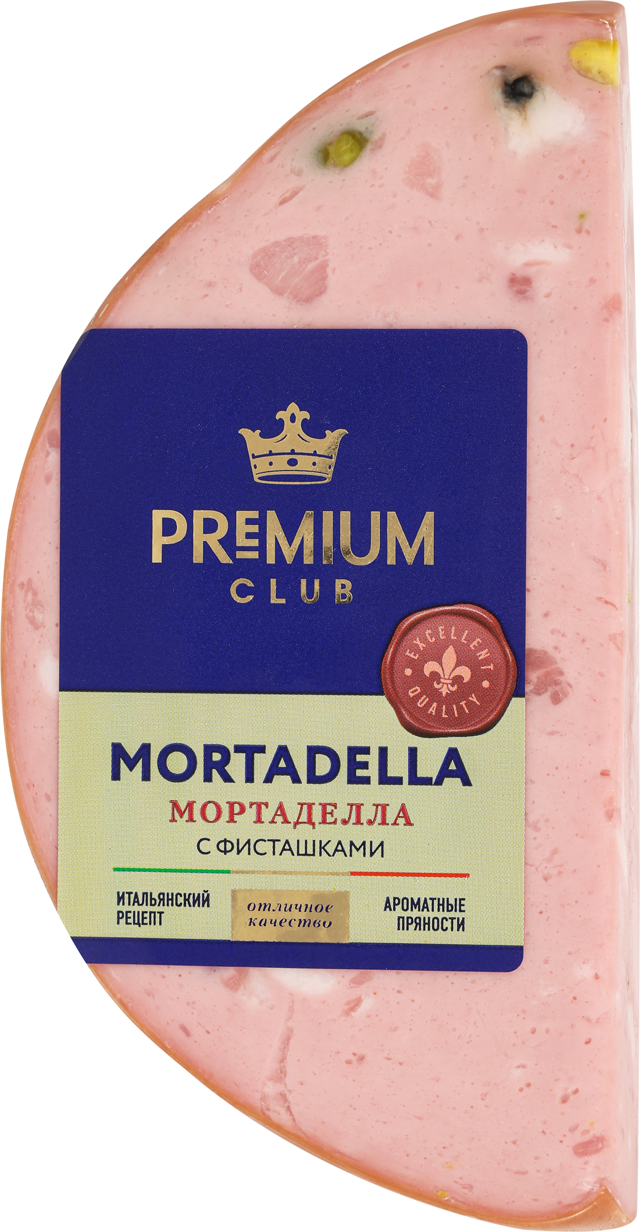 Изображение товара Колбаса вареная PREMIUM CLUB Мортаделла с фисташками 300г