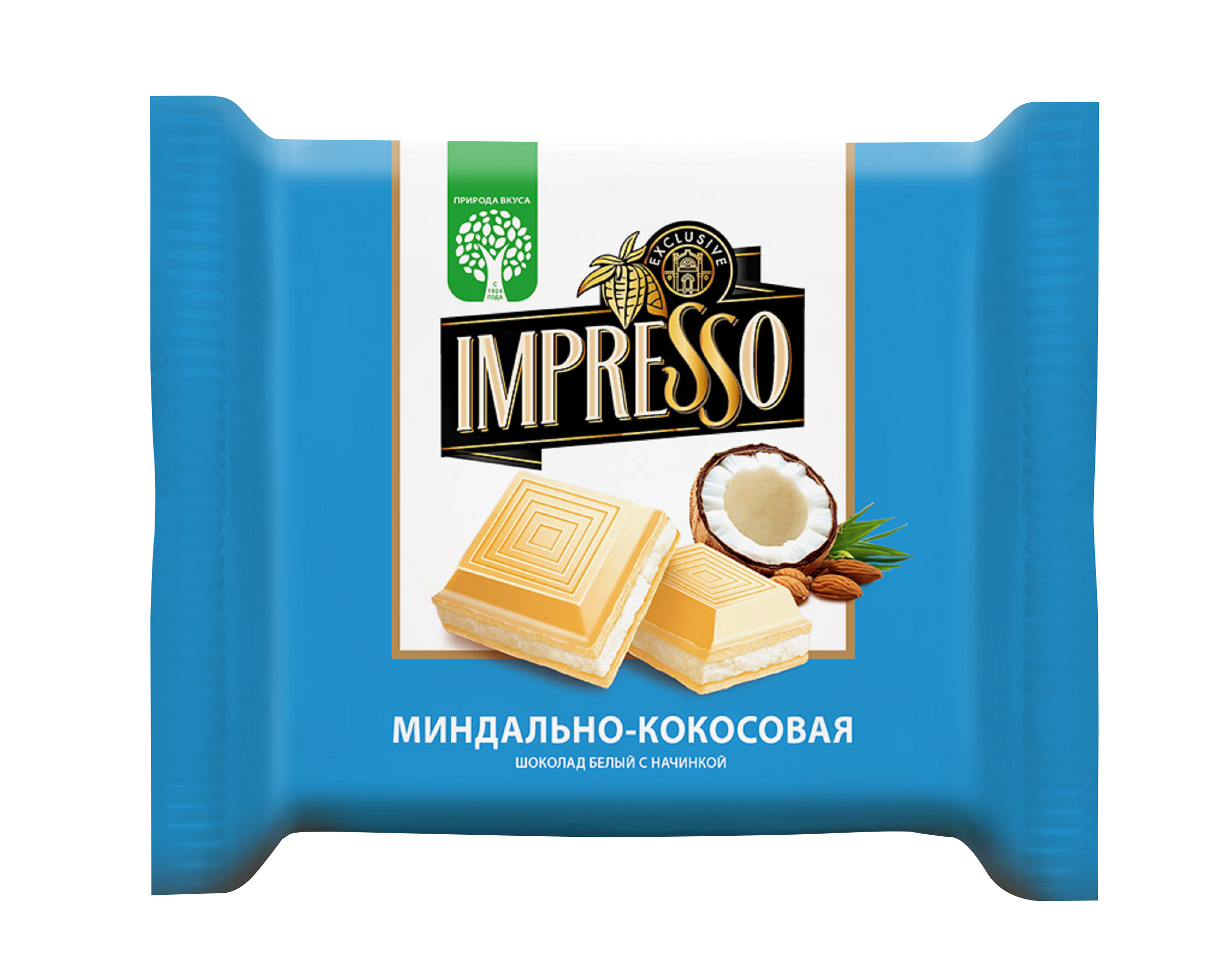 Изображение товара Шоколад белый IMPRESSO с миндально-кокосовой начинкой 75г