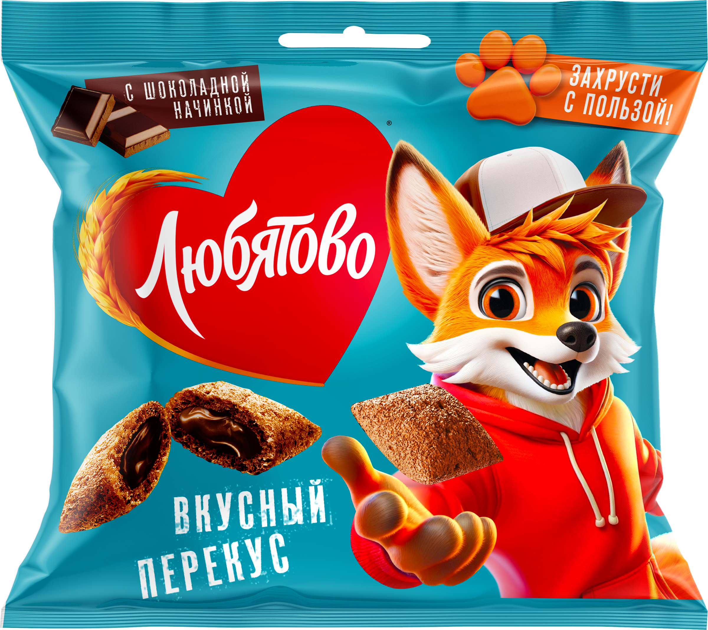 Изображение товара Готовый завтрак ЛЮБЯТОВО Подушечки с шоколадной начинкой, 40г