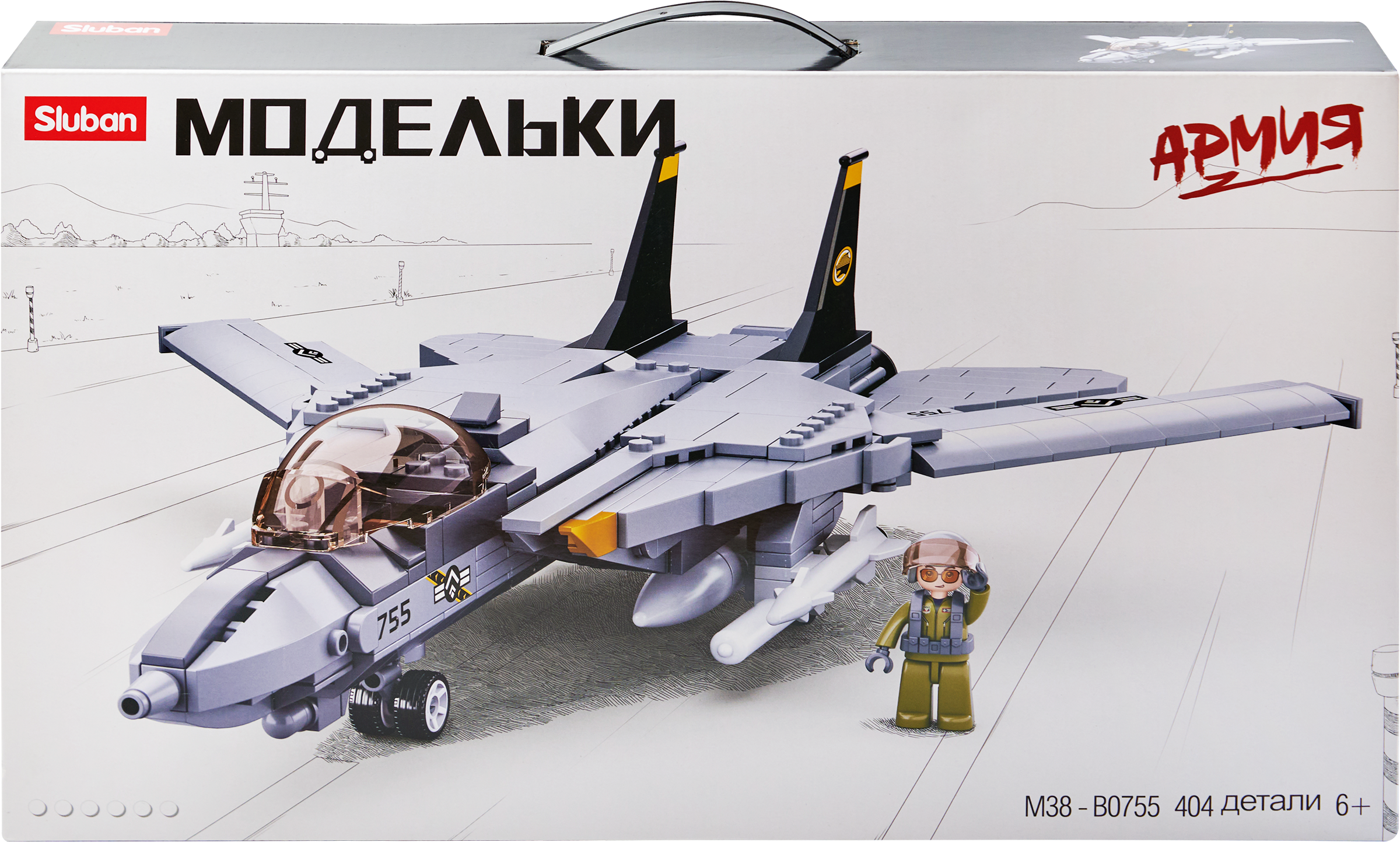 Изображение товара Конструктор SLUBAN Истребитель 521 деталь модель самолета для детей 6+