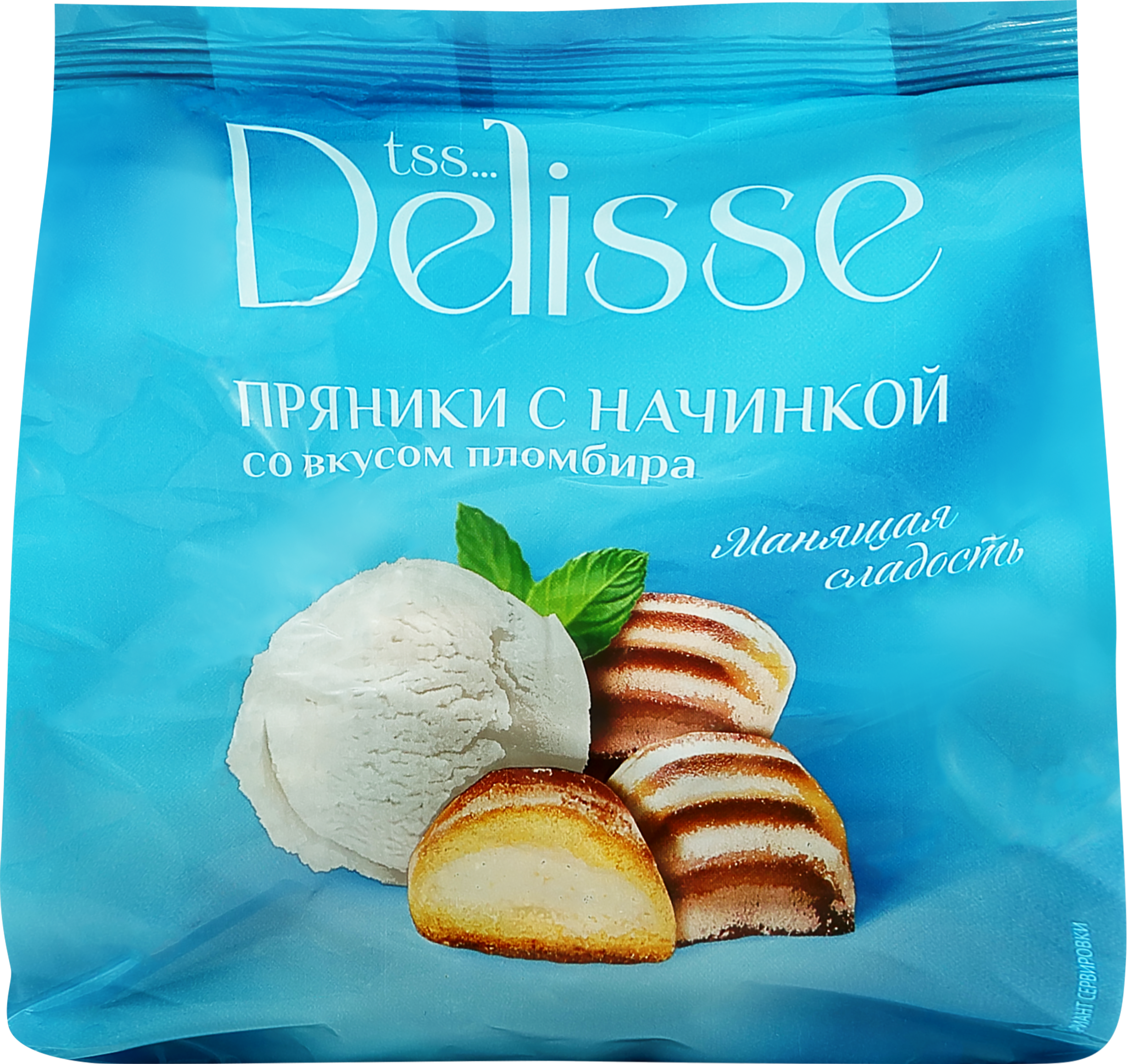 Изображение товара Пряники сырцовые DELISSE с начинкой со вкусом пломбира 350 г