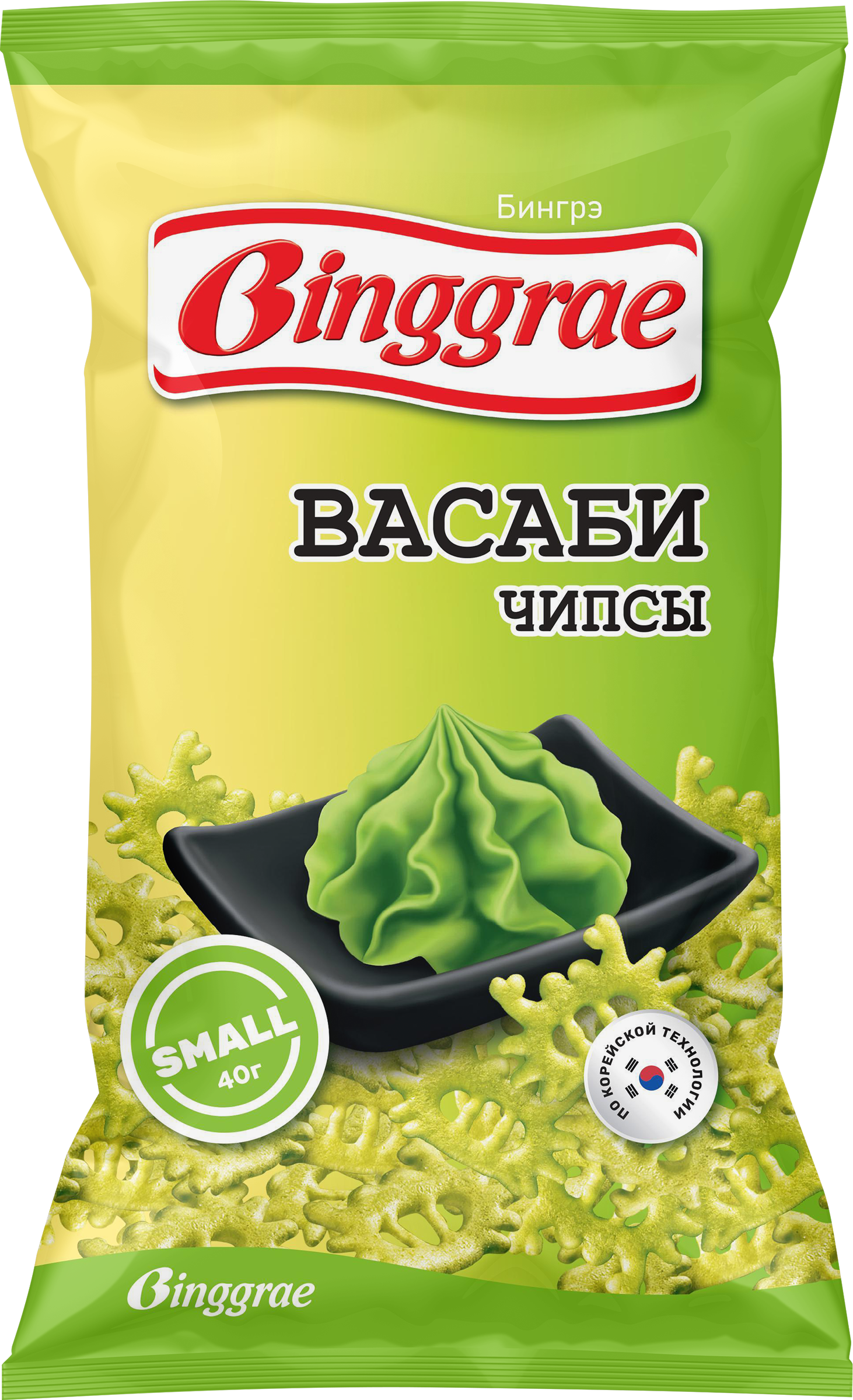 Изображение товара Чипсы пшеничные БИНГРЭ Васаби 40г острые хрустящие снеки