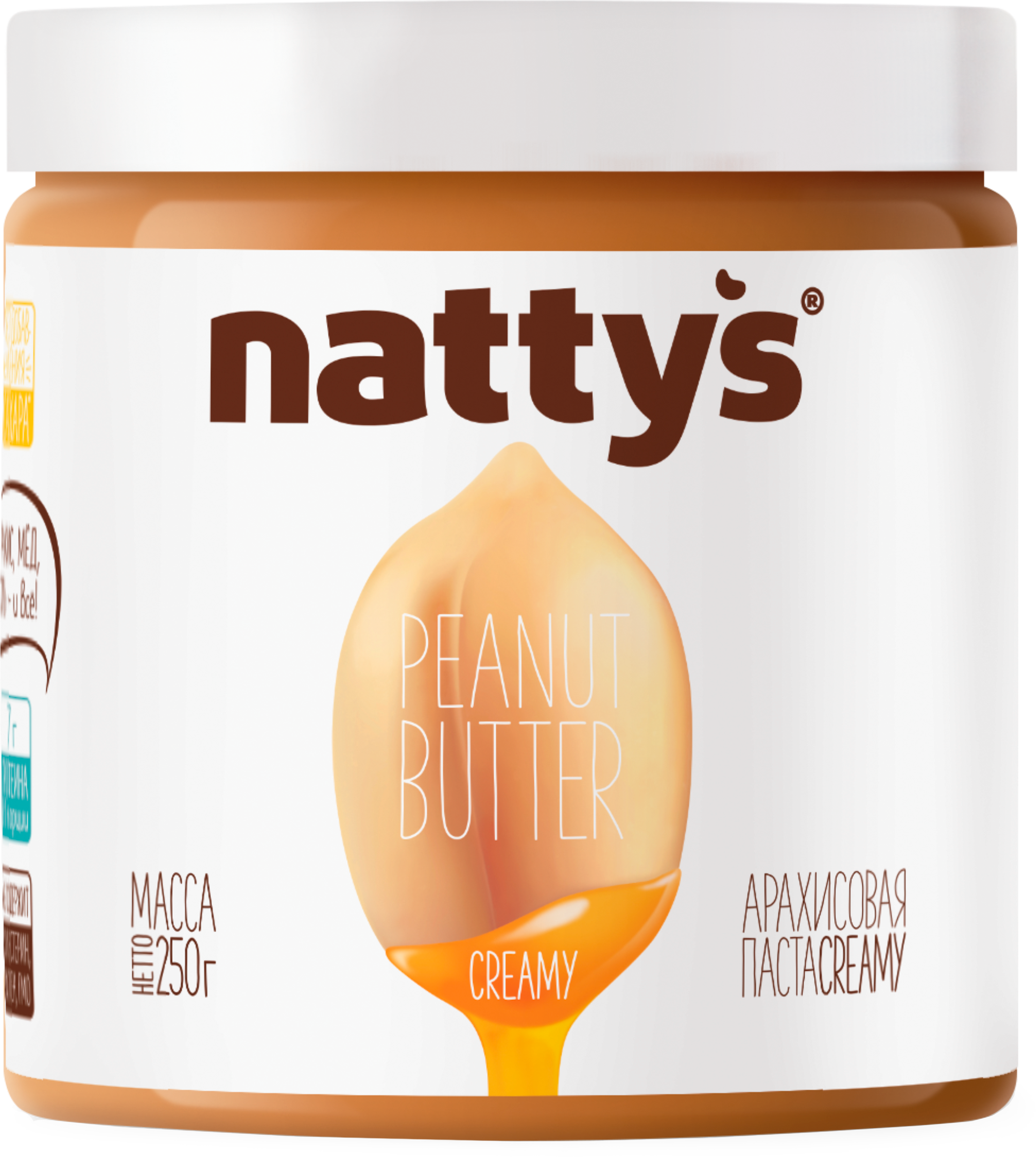 Изображение товара Паста арахисовая NATTYS Creamy с медом, 250г