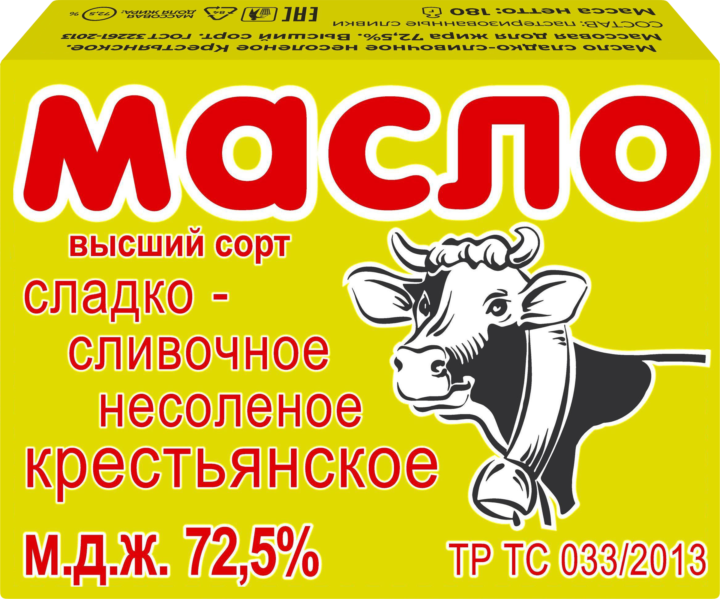 Изображение товара Масло сладкосливочное СЛИВОЧНАЯ СТРАНА Крестьянское 72,5%, без змж, 180г