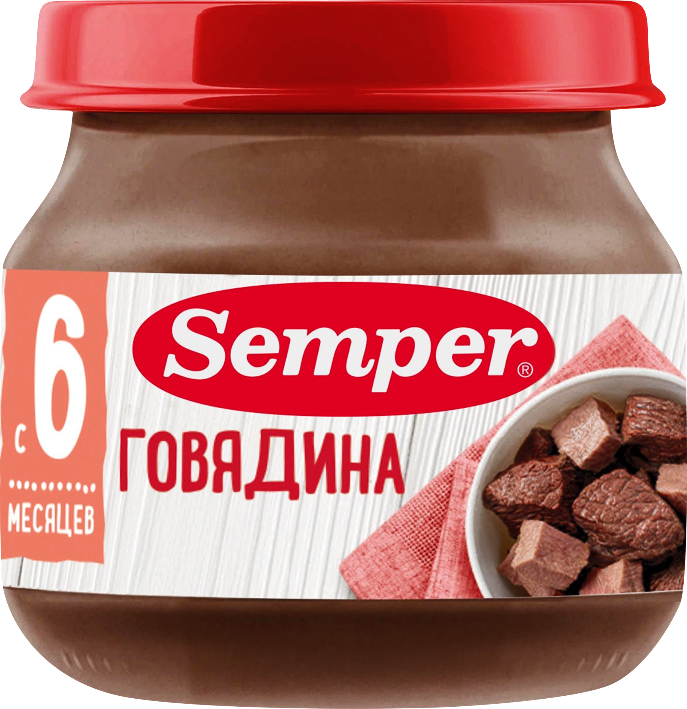 Изображение товара Пюре мясное SEMPER Говядина, с 6 месяцев, 80г