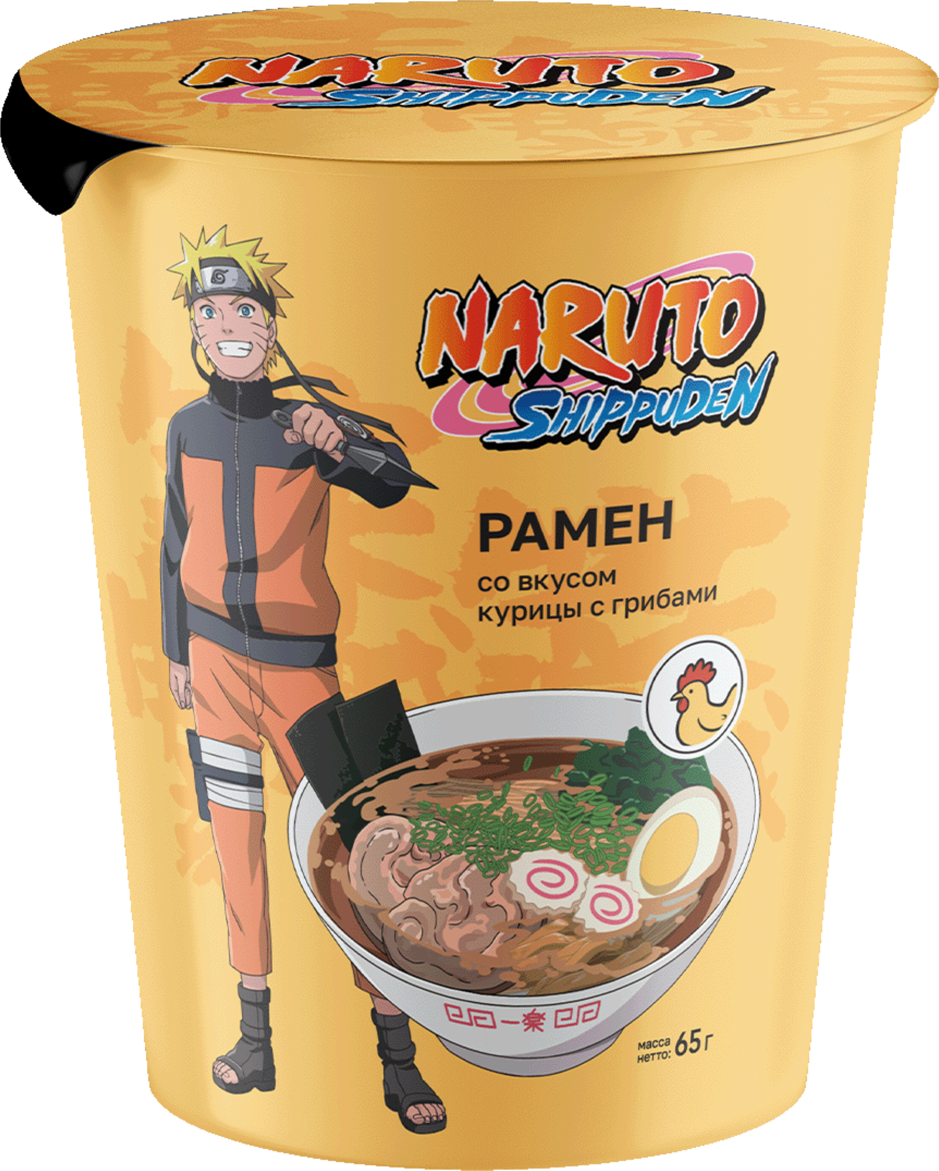 Изображение товара Лапша NARUTO Рамен со вкусом курицы с грибами, 65г