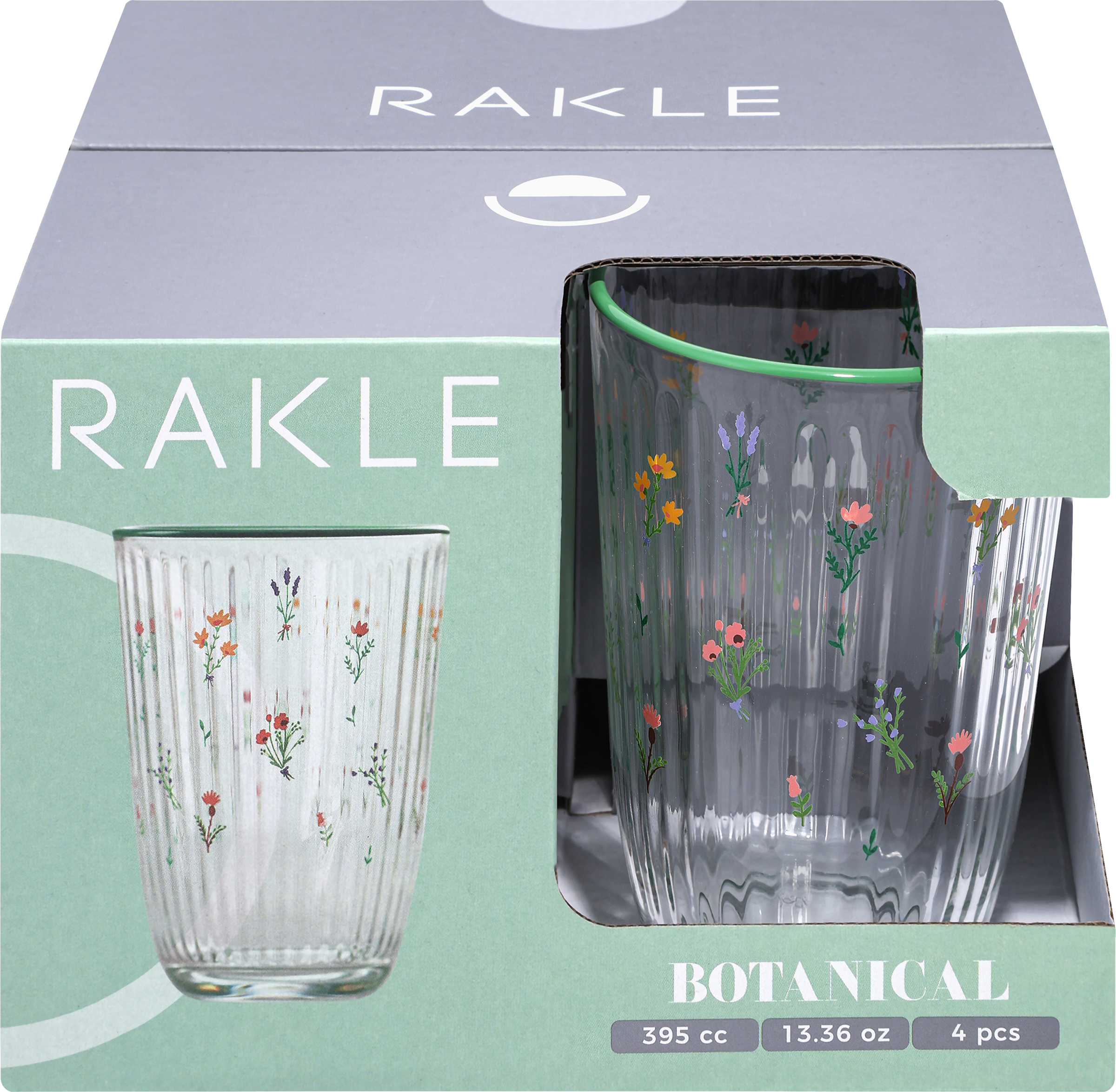 Изображение товара Набор стаканов RAKLE Botanical, высокие, стекло, 395мл, Арт. BTC503, 4шт