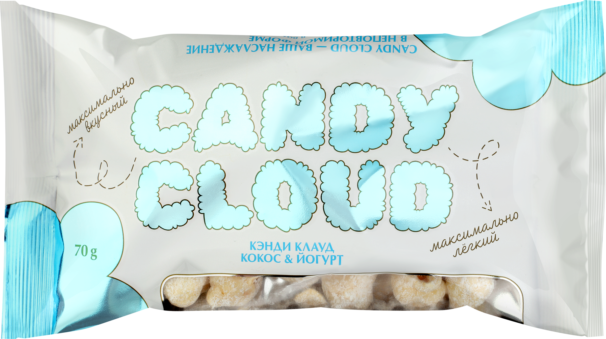 Изображение товара Драже CANDY CLOUD Попкорн карамельный в глазури, со вкусом йогурта и кокоса, 70г