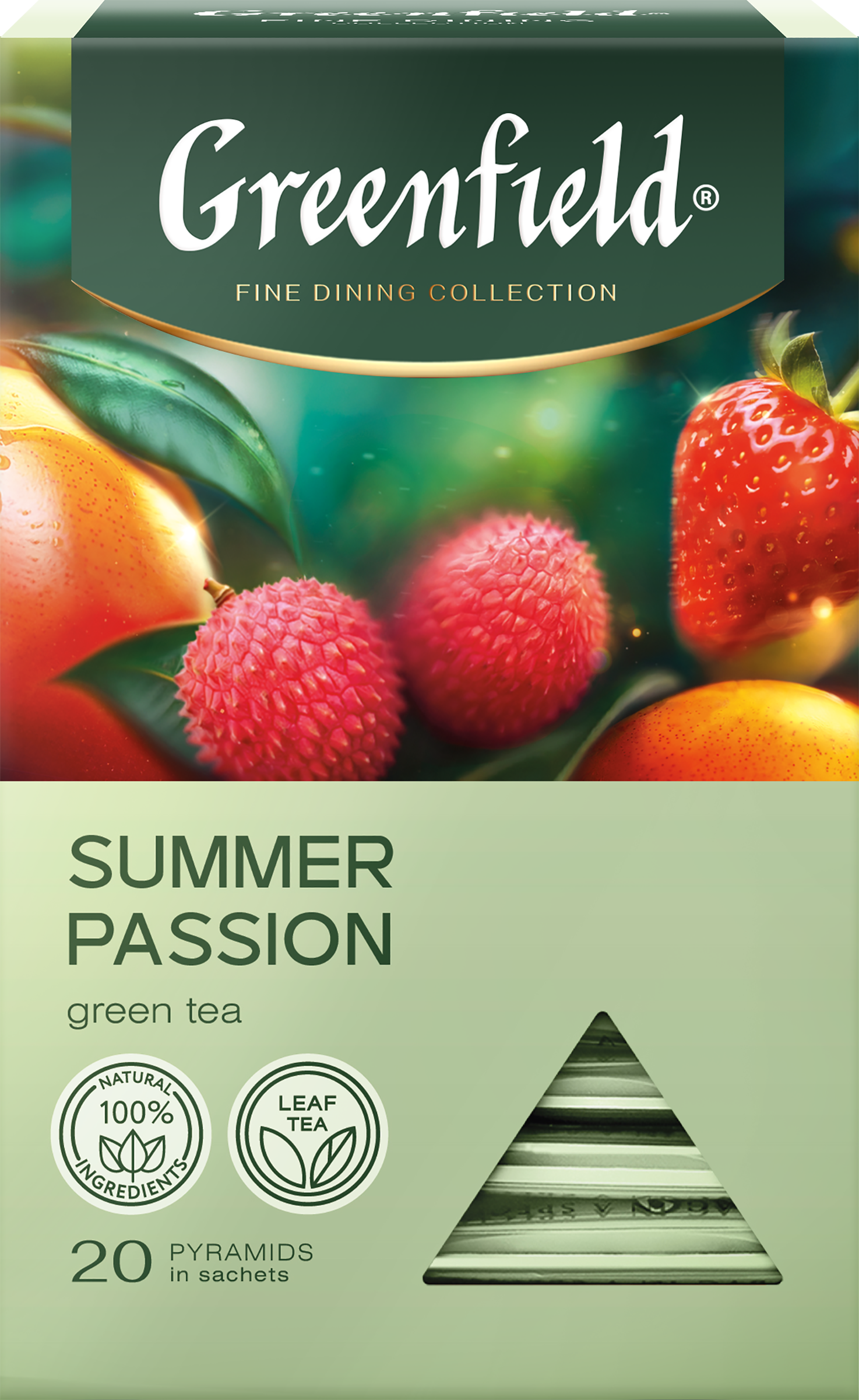 Изображение товара Чай зеленый GREENFIELD с ароматом манго, личи и клубники, 20пир