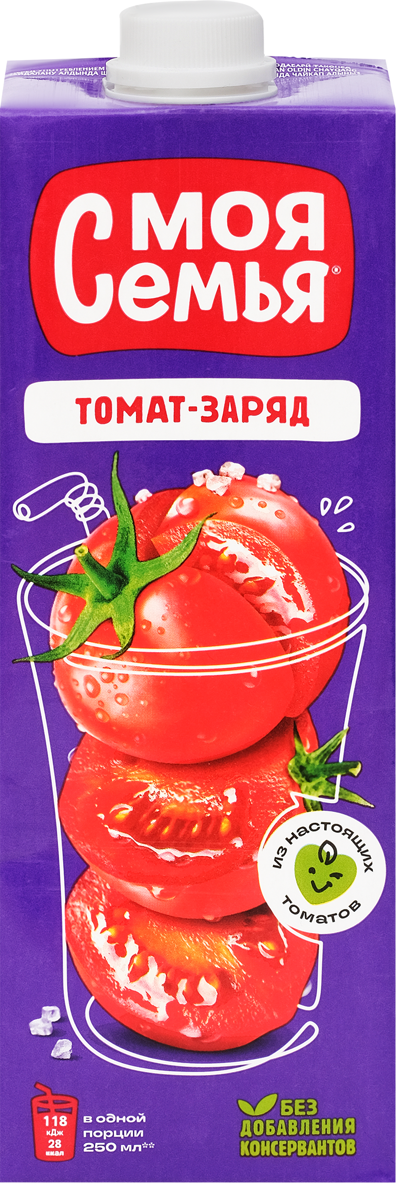 Изображение товара Нектар МОЯ СЕМЬЯ Томат–заряд Томатный с солью, 0.95л