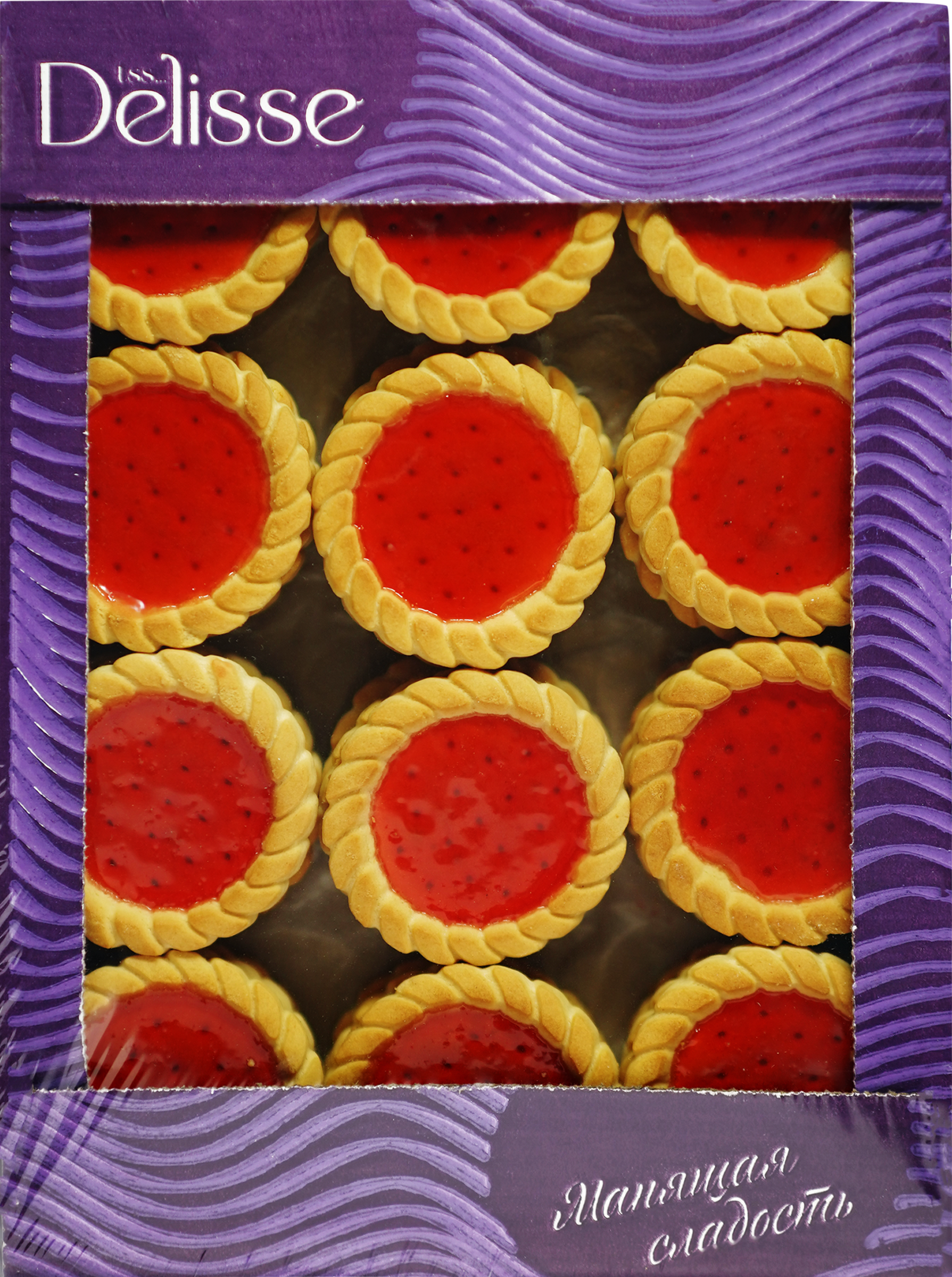 Изображение товара Печенье сахарное DELISSE с желе клубника 500г хрусное вкусное изделие