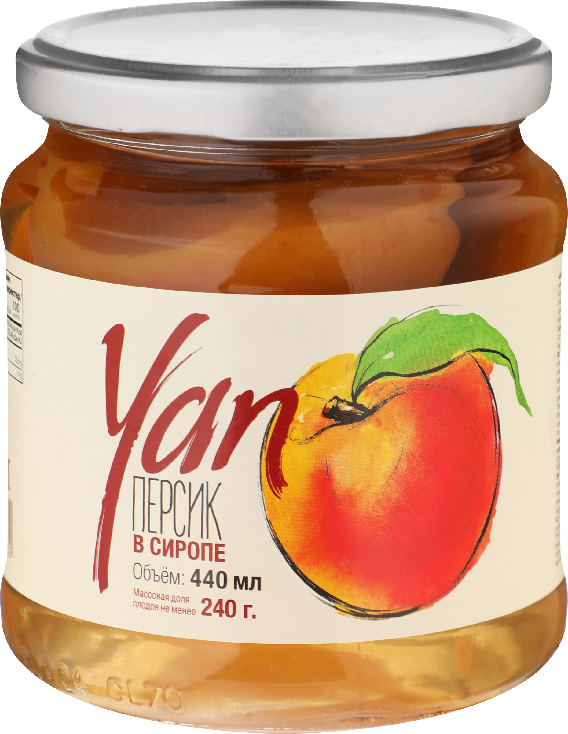 Изображение товара Консервы персики в сиропе YAN 440 мл без косточки
