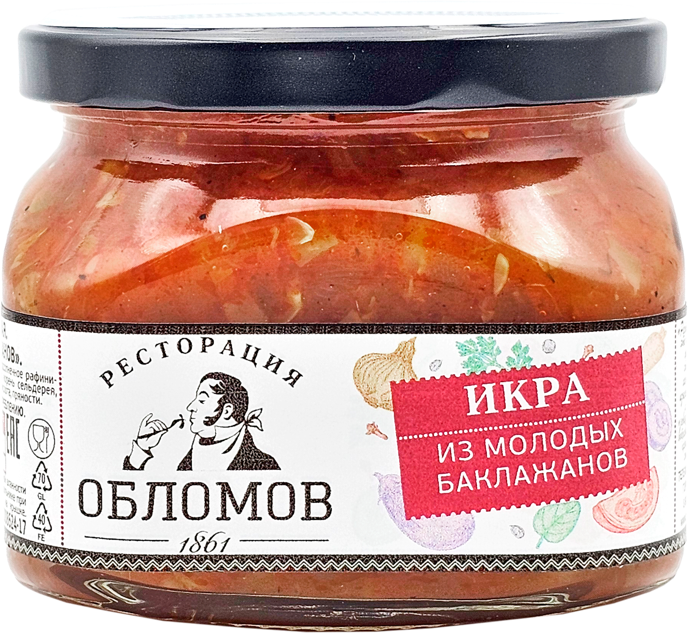 Изображение товара Икра овощная РЕСТОРАЦИЯ ОБЛОМОВ из молодых баклажанов, 320г
