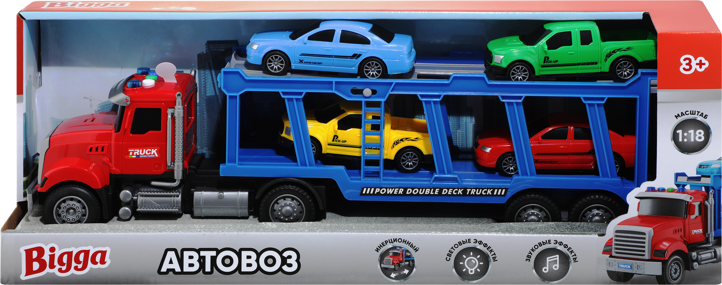 Изображение товара Набор игровой BIGGA Автовоз инерционный со световыми и звуковыми эффектами, Арт. TFC1657748