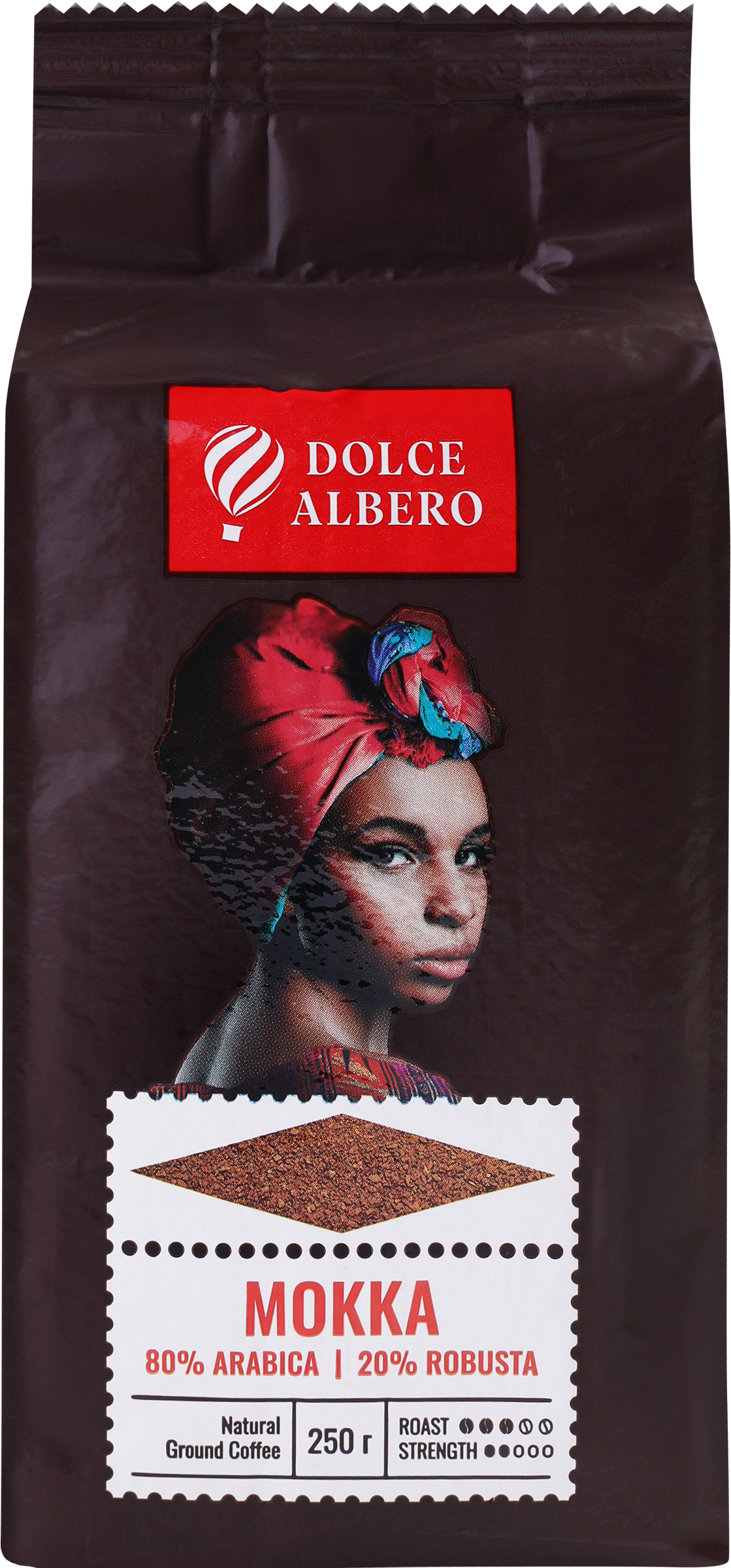 Изображение товара Кофе молотый DOLCE ALBERO Mokka 250г темной обжарки для кофемашин и турки