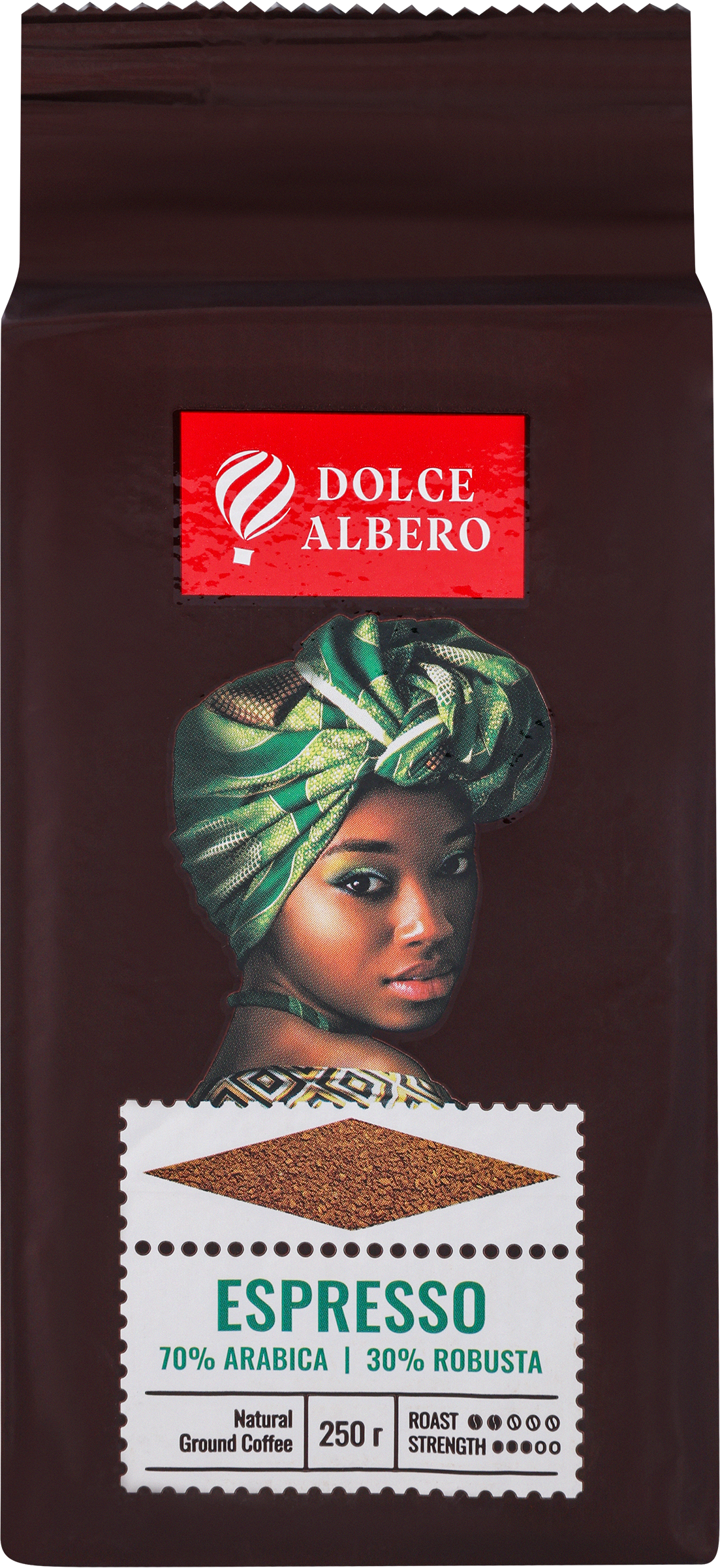 Изображение товара Кофе молотый DOLCE ALBERO Espresso 250г с интенсивным вкусом