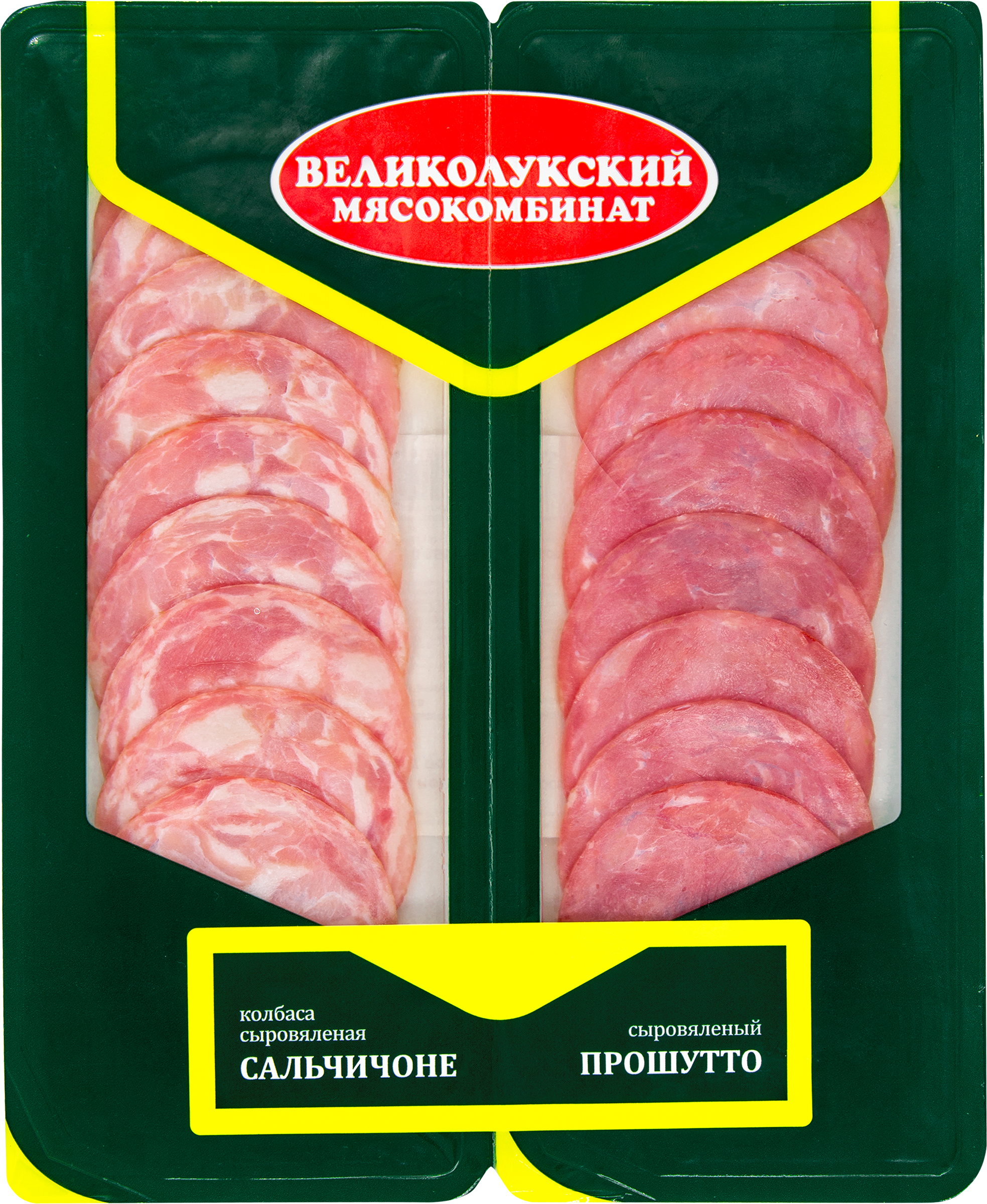 Изображение товара Колбаса сыровяленая МК ВЕЛИКОЛУКСКИЙ Сальчичоне и Прошутто нарезка 100г