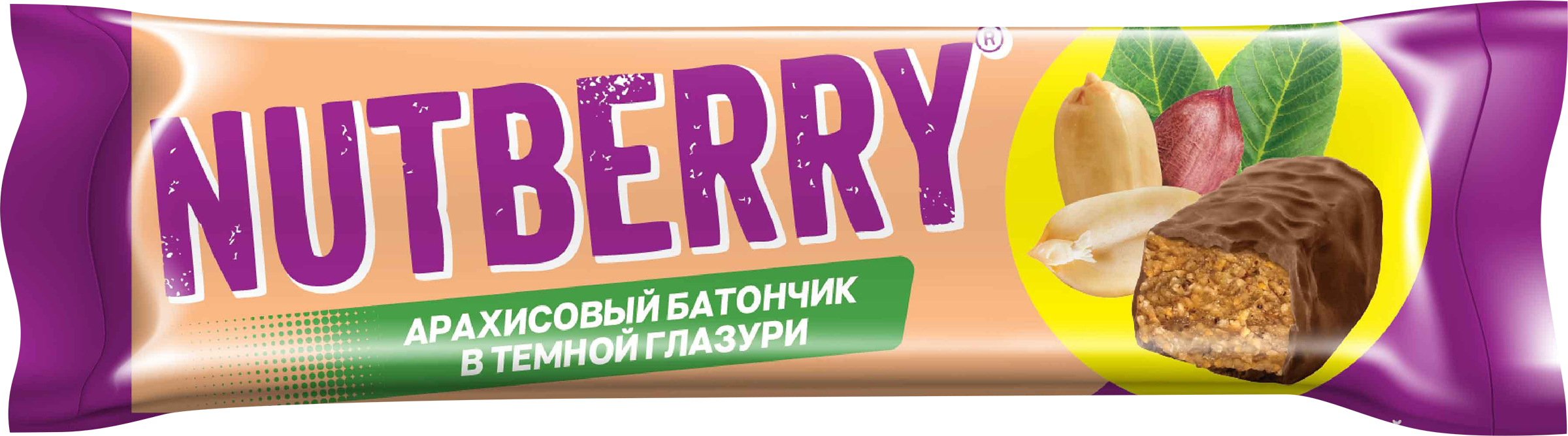 Изображение товара Батончик шоколадный NUTBERRY арахисовый в темной глазури, 50г