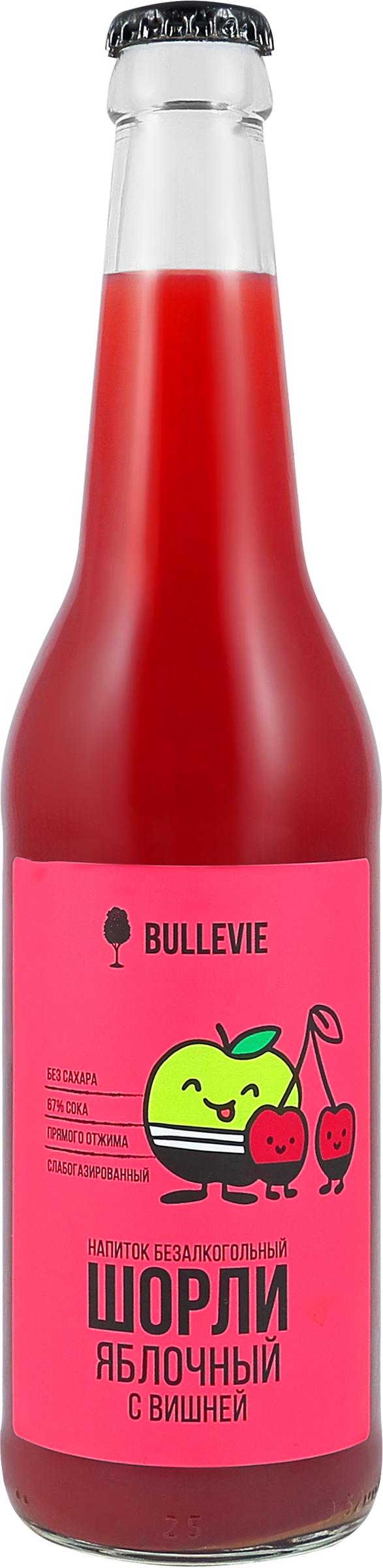 Изображение товара Безалкогольный напиток BULLEVIE Шорли яблоко вишня слабогазированный