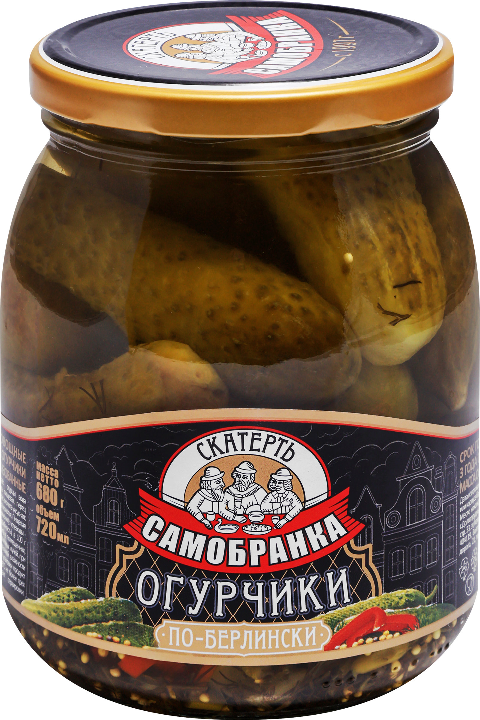 Изображение товара Огурчики маринованные СКАТЕРТЬ-САМОБРАНКА По-Берлински, 680г