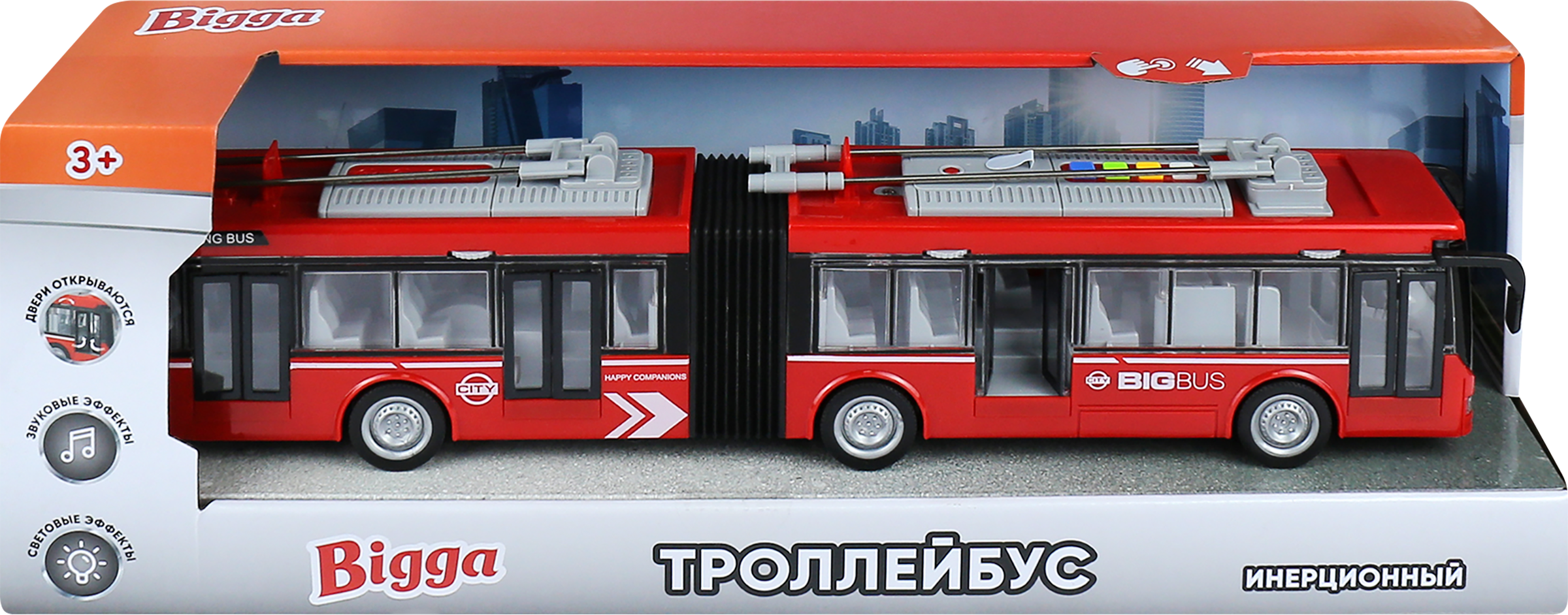 Изображение товара Игрушка инерционная BIGGA Трамвай Троллейбус со световыми и звуковыми эффектами