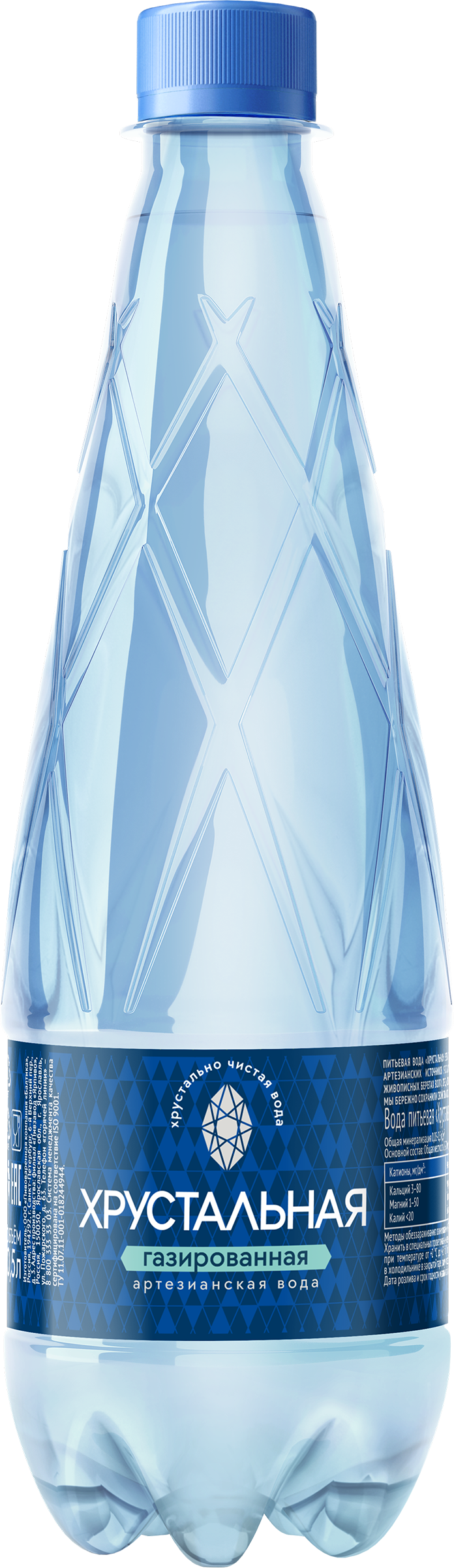 Изображение товара Вода питьевая ХРУСТАЛЬНАЯ газированная 0.5л - натуральный освежающий напиток