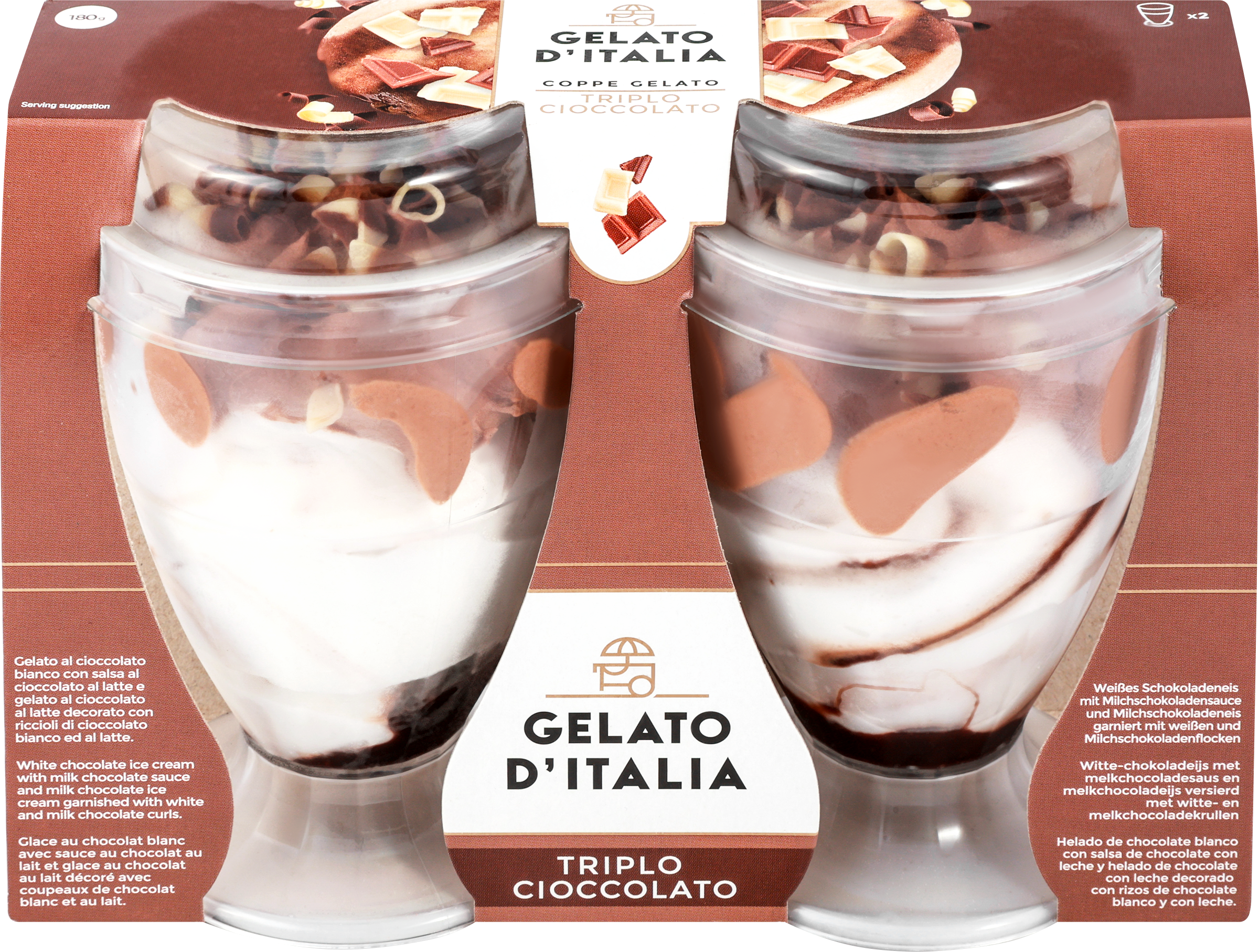 Изображение товара Мороженое GELATO D'ITALIA Итальянское мороженое три шоколада в пластиковом стаканчике
