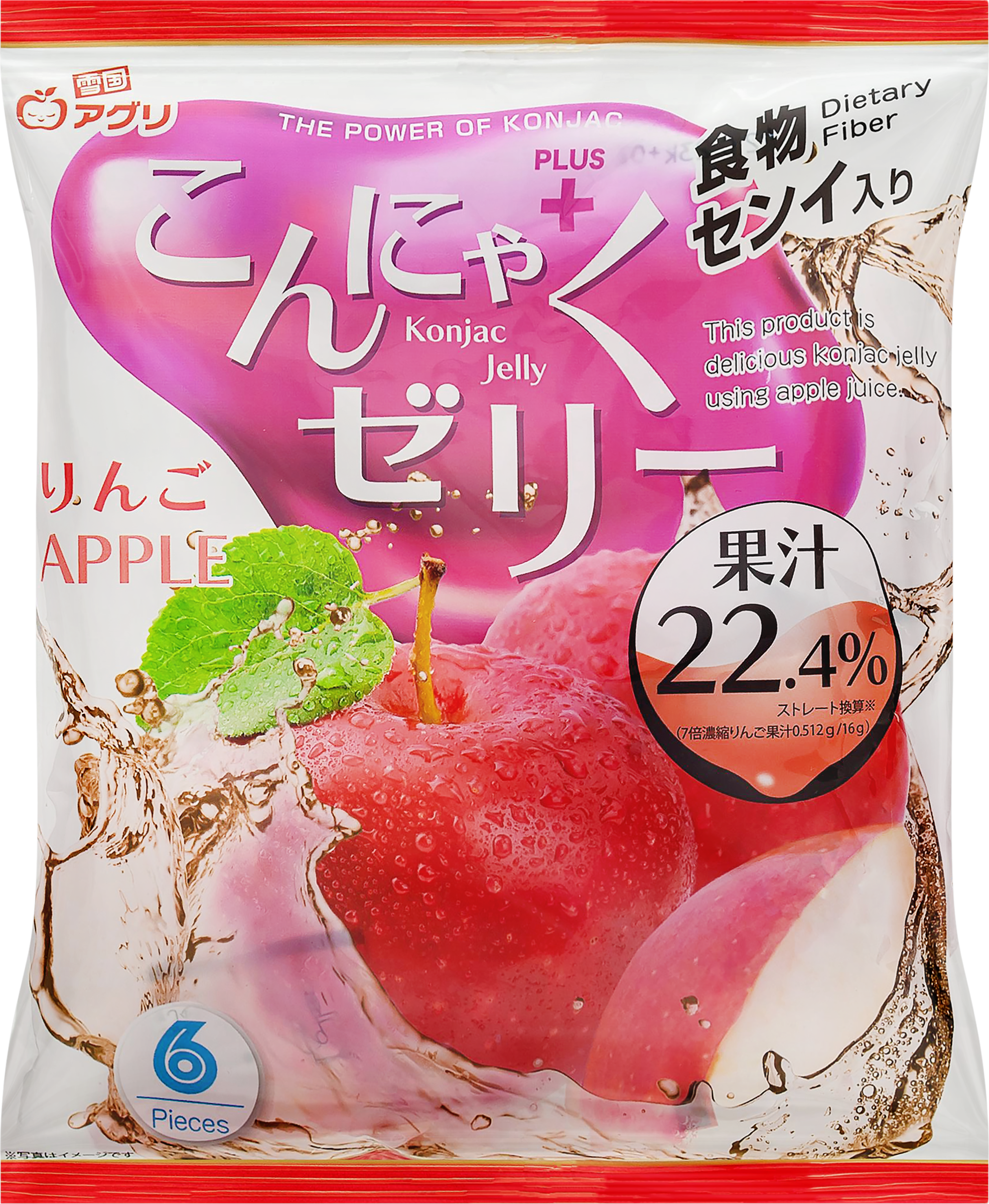 Изображение товара Желе YUKIGUNI AGURI Конняку со вкусом яблока 6шт 96г