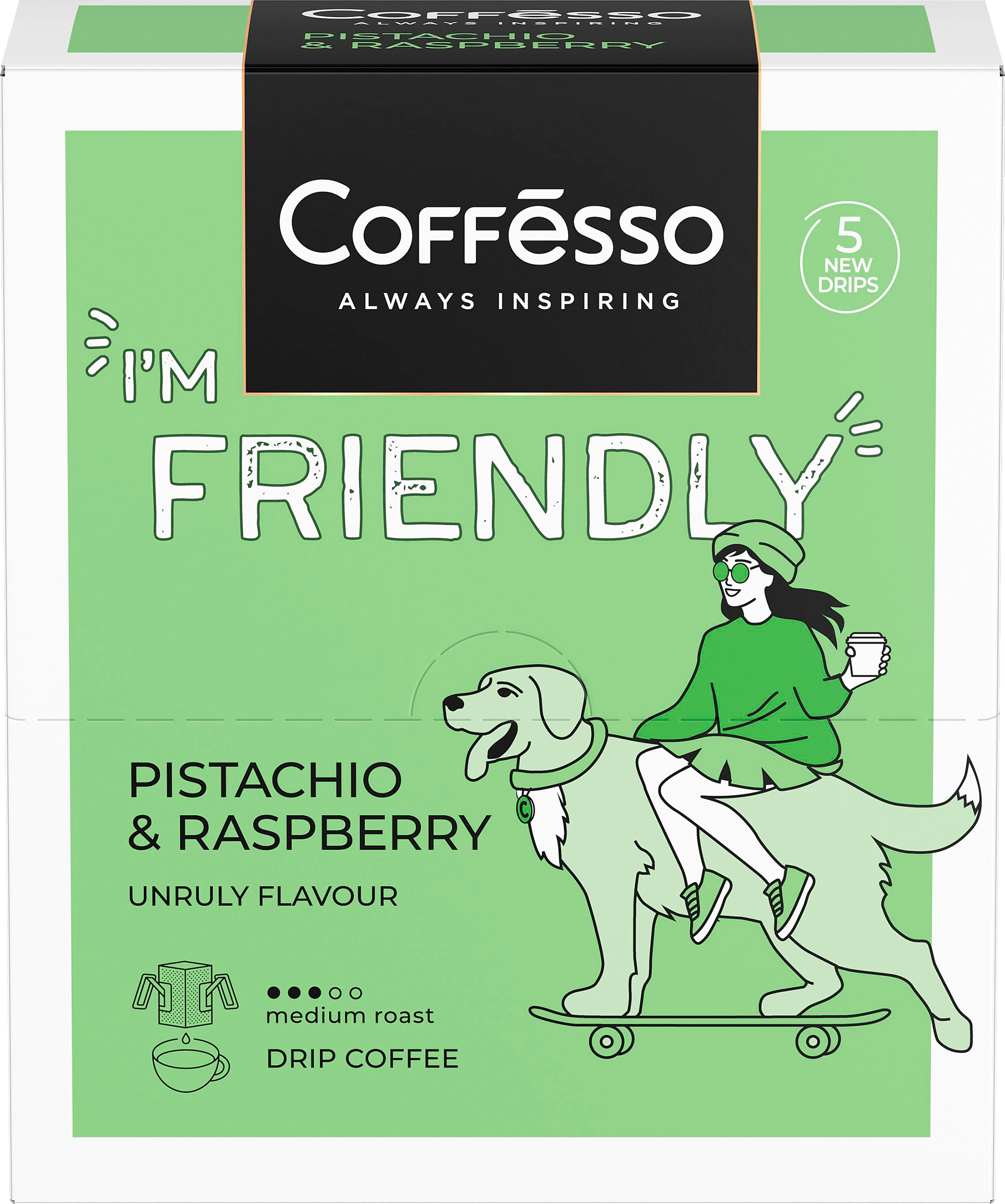 Изображение товара Кофе молотый COFFESSO Friendly с ароматом фисташки и малины 5 дрип-пакетов