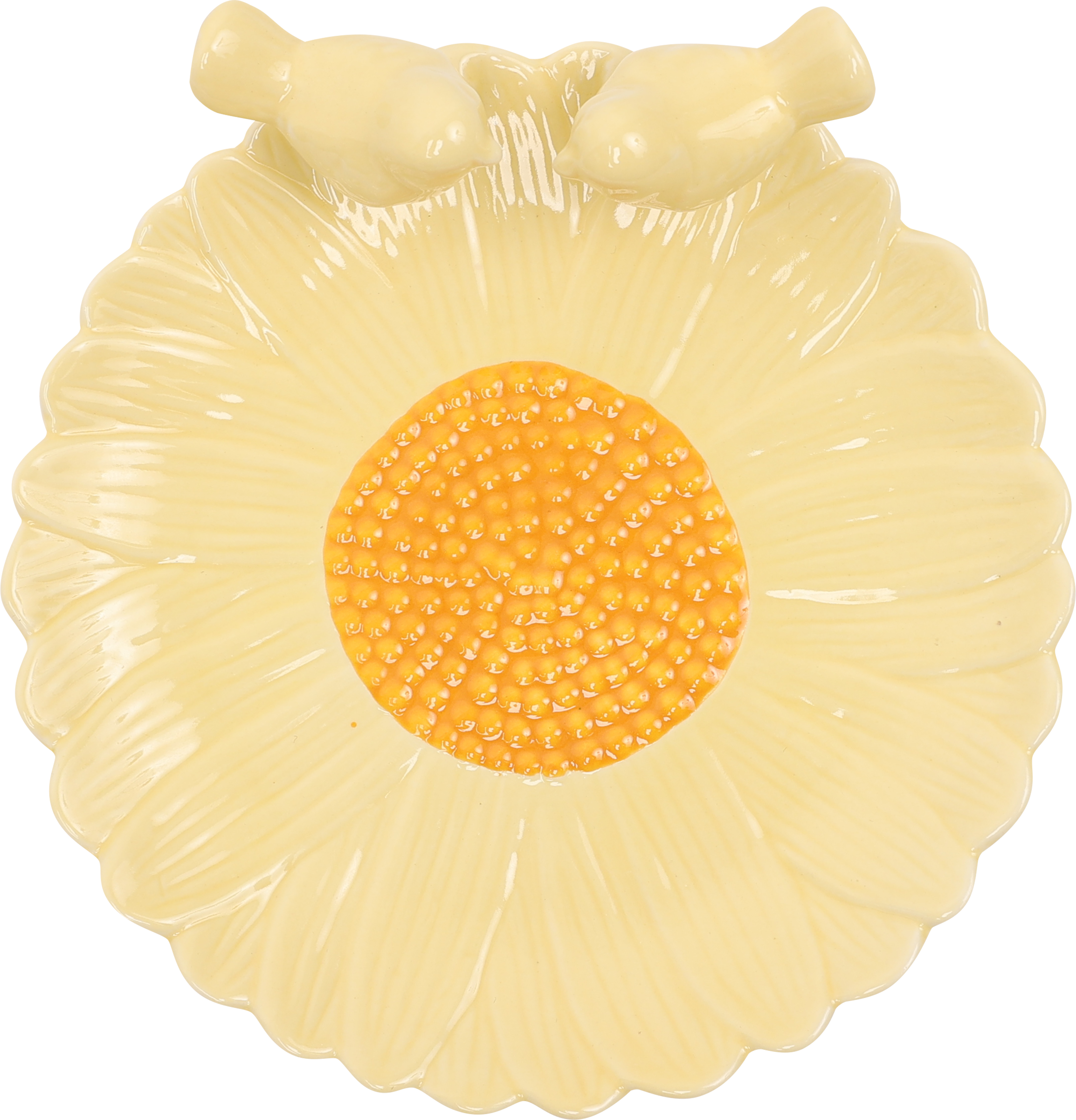 Изображение товара Тарелка HOMECLUB с птичками керамическая 17см желтая для сервировки