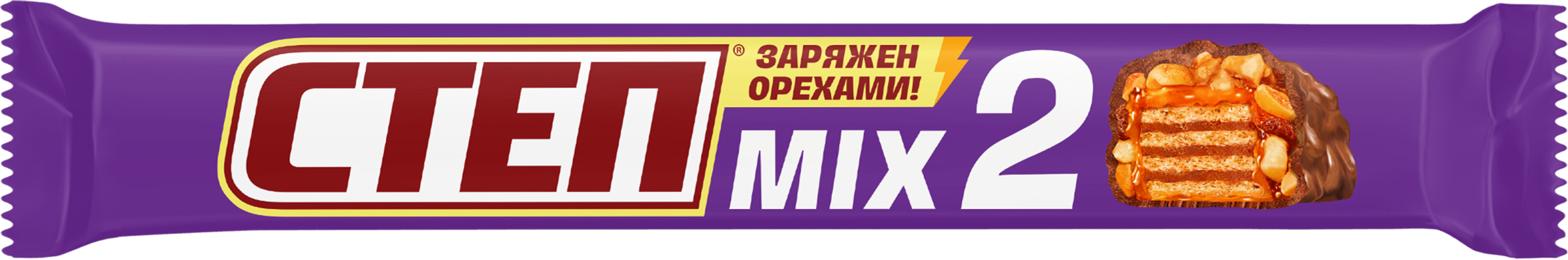 Изображение товара Батончик СТЕП MIX глазированный с изюмом и арахисом 80г - сладкое лакомство с орехами