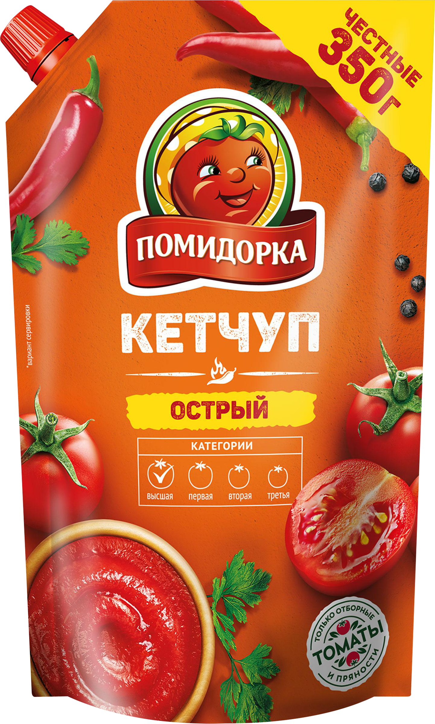 Изображение товара Кетчуп ПОМИДОРКА Острый 350г в дой-паке