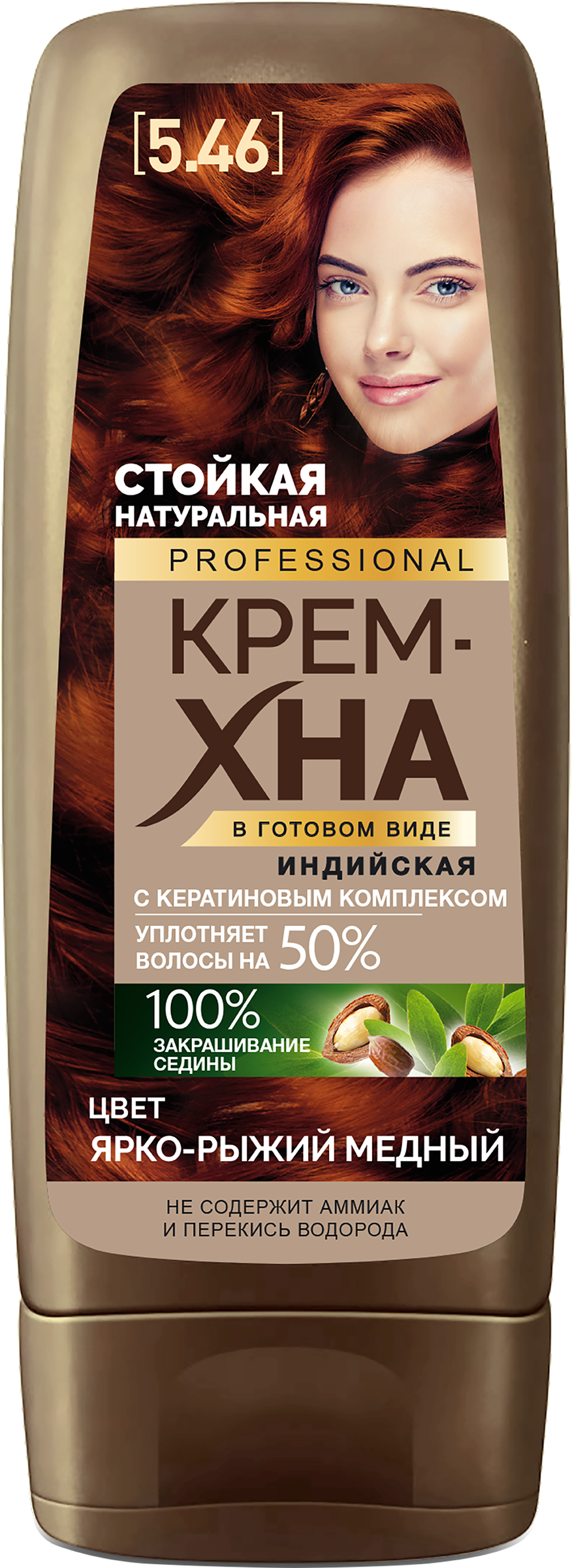 Изображение товара Крем-хна для волос ФИТОКОСМЕТИК индийская профессиональная тон 5.46 ярко-рыжий медный