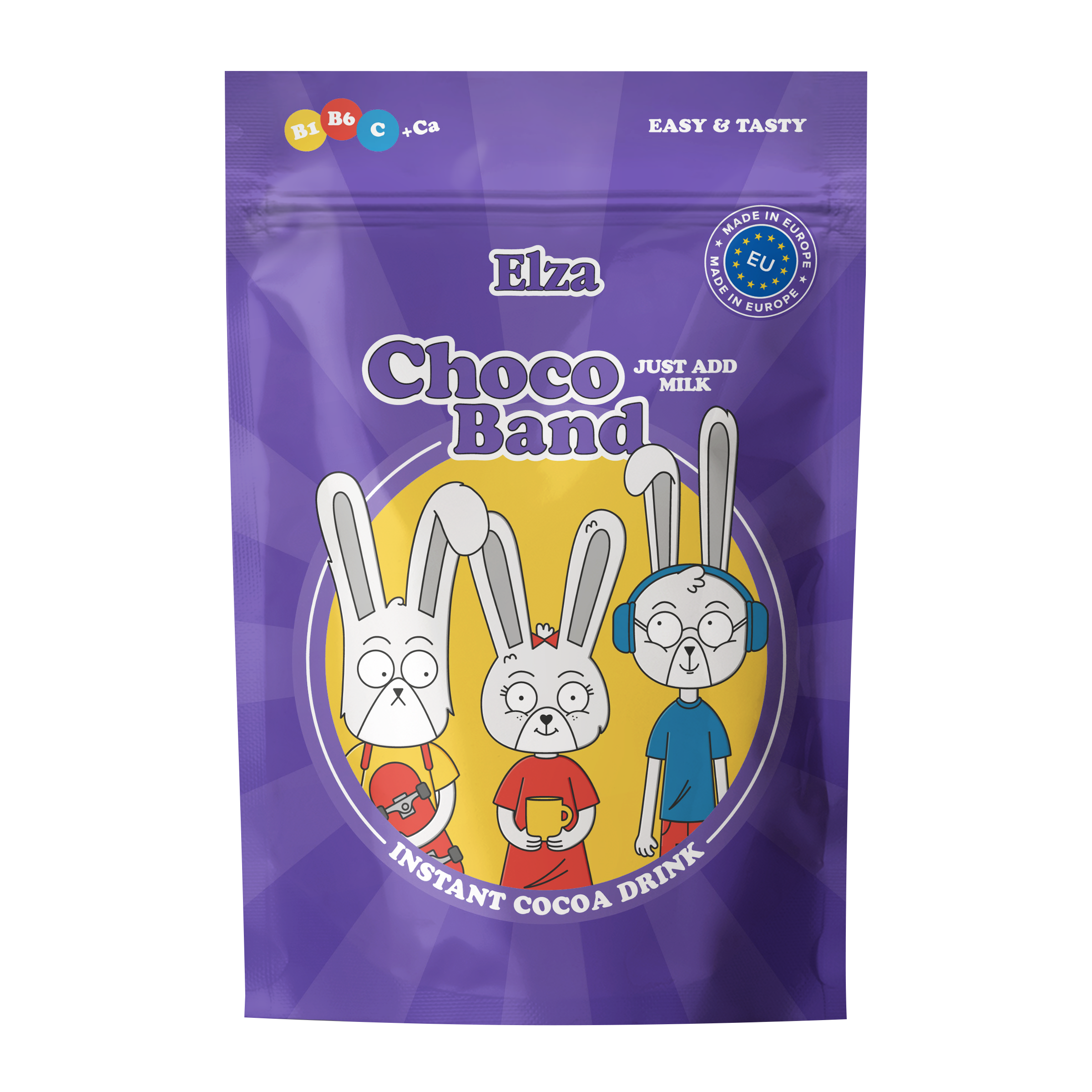 Изображение товара Какао напиток ELZA Choco Band Instant Cocoa Drink с витаминами и кальцием м/уп