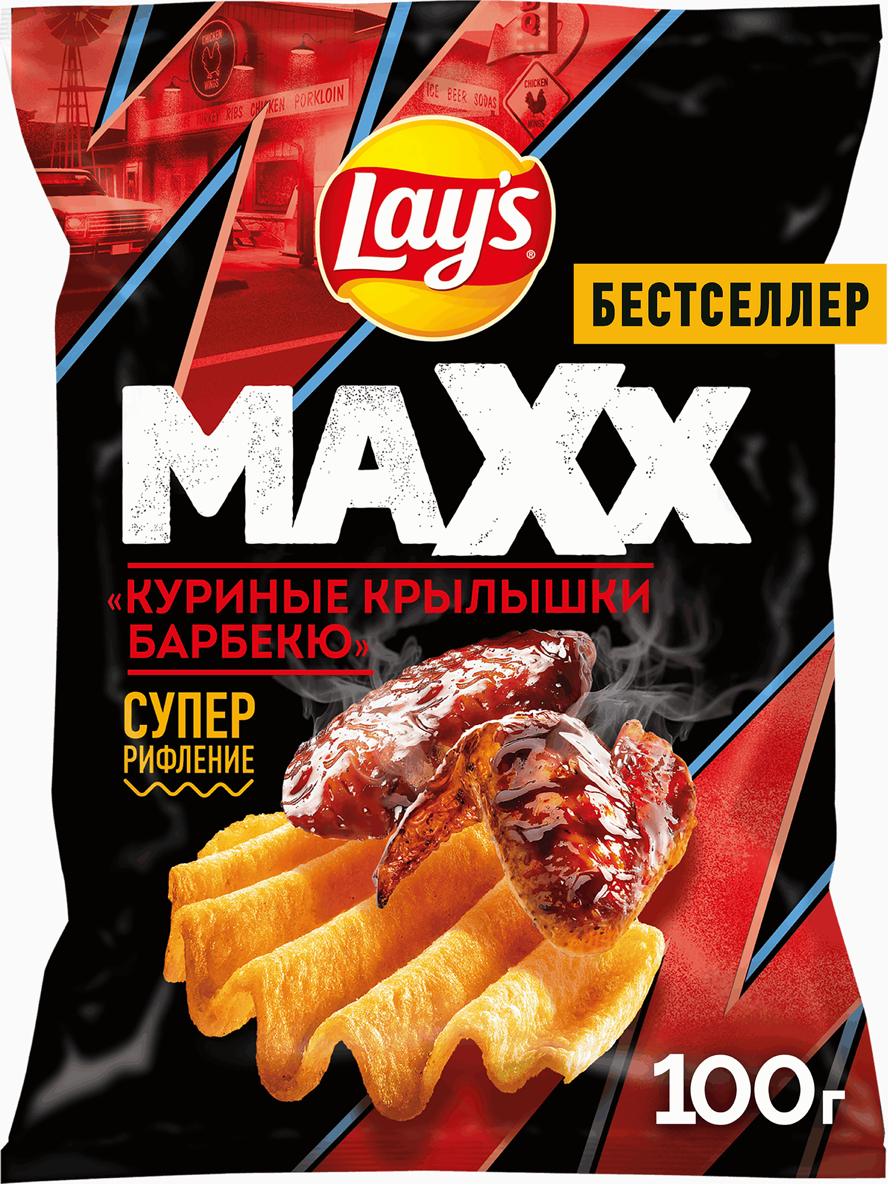Изображение товара Чипсы картофельные LAY'S Махх Куриные крылышки барбекю, 100г