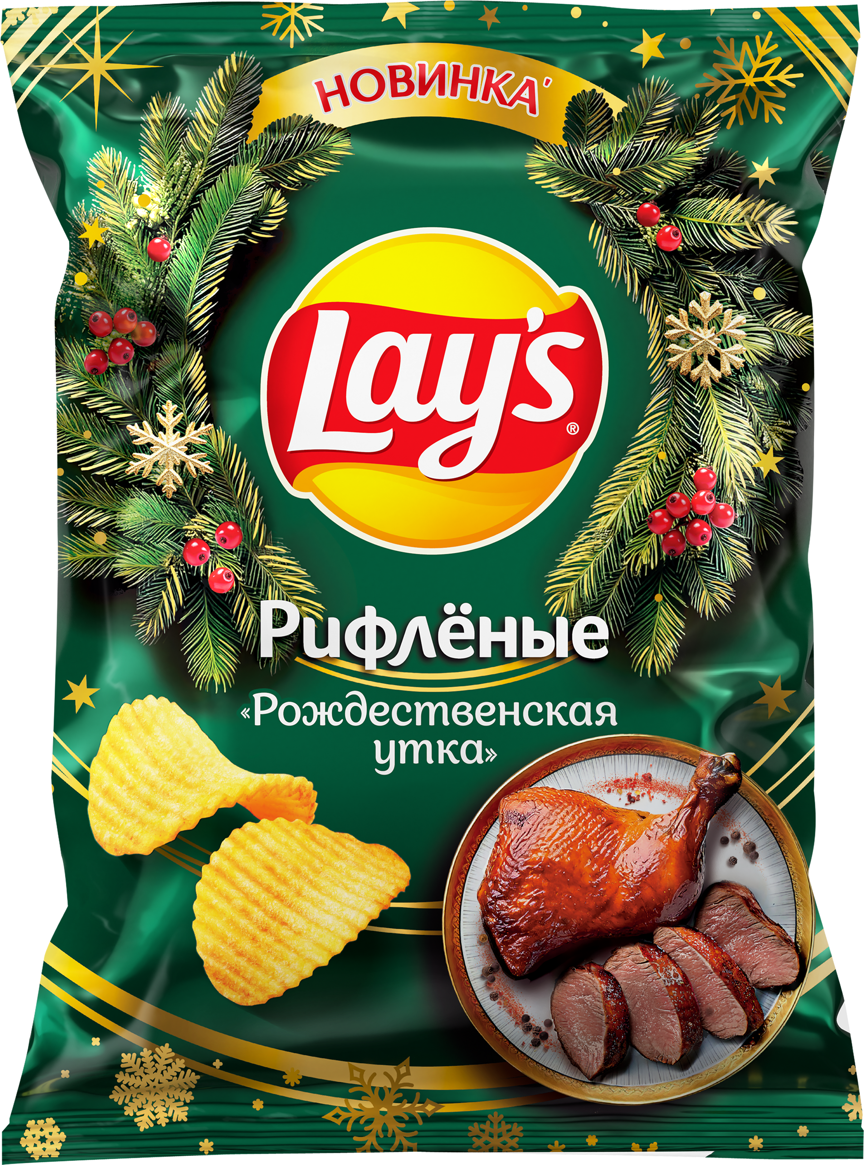 Изображение товара Чипсы картофельные LAY'S Рифленые Рождественская утка, 105г