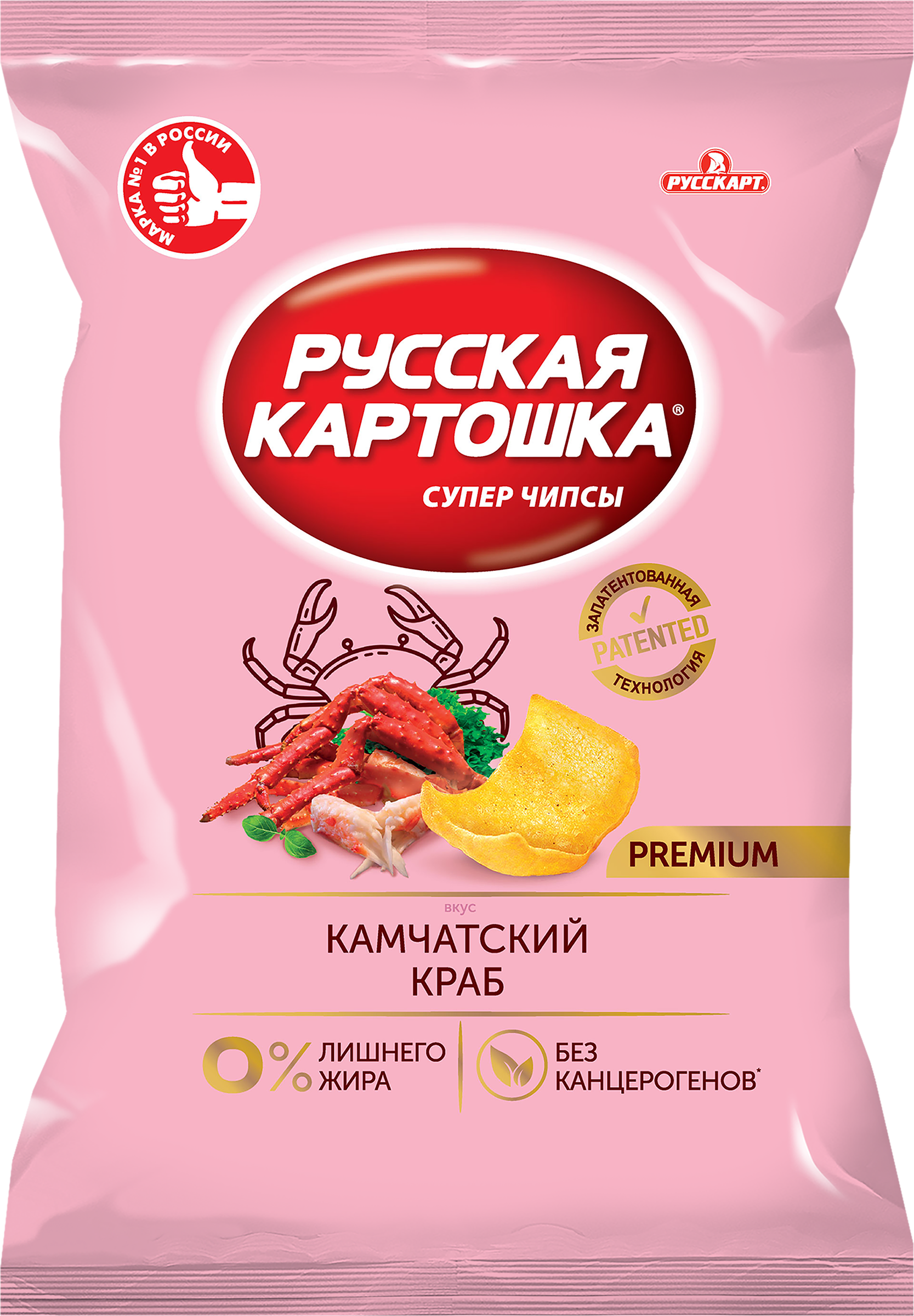 Изображение товара Чипсы картофельные РУССКАЯ КАРТОШКА со вкусом камчатского краба, 230г