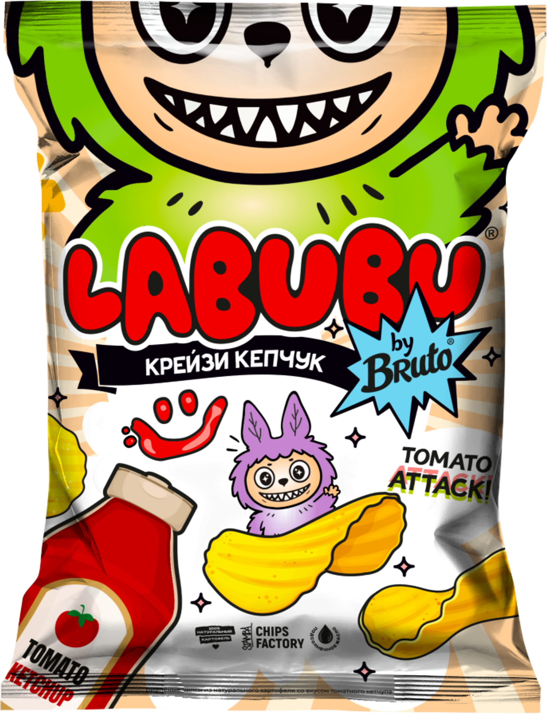 Изображение товара Чипсы картофельные BRUTO Labubu Крейзи кепчук, 75г