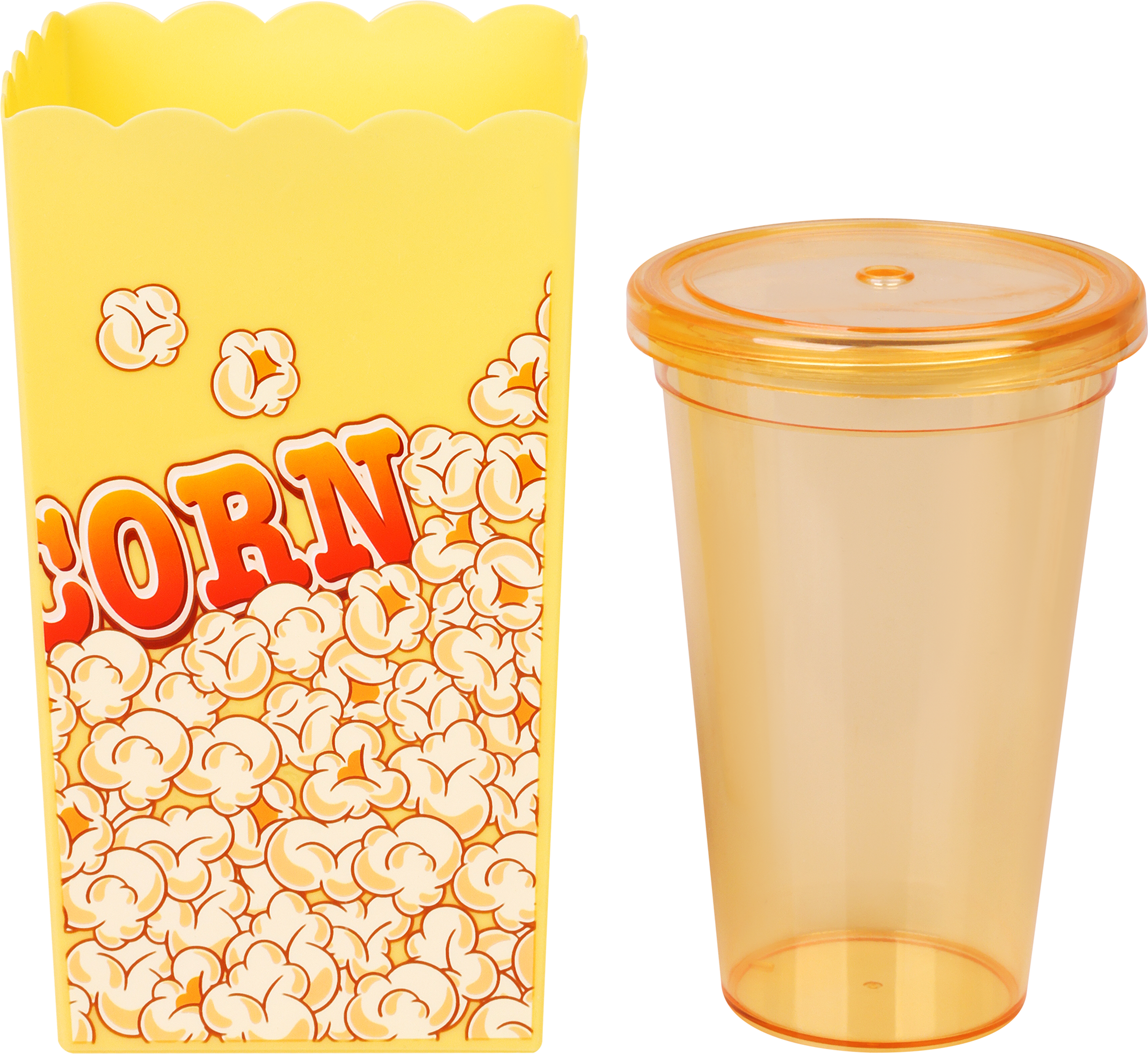 Изображение товара Кино-набор HOMECLUB стакан с трубочкой 520мл и коробка для попкорна 1л пластиковый комплект